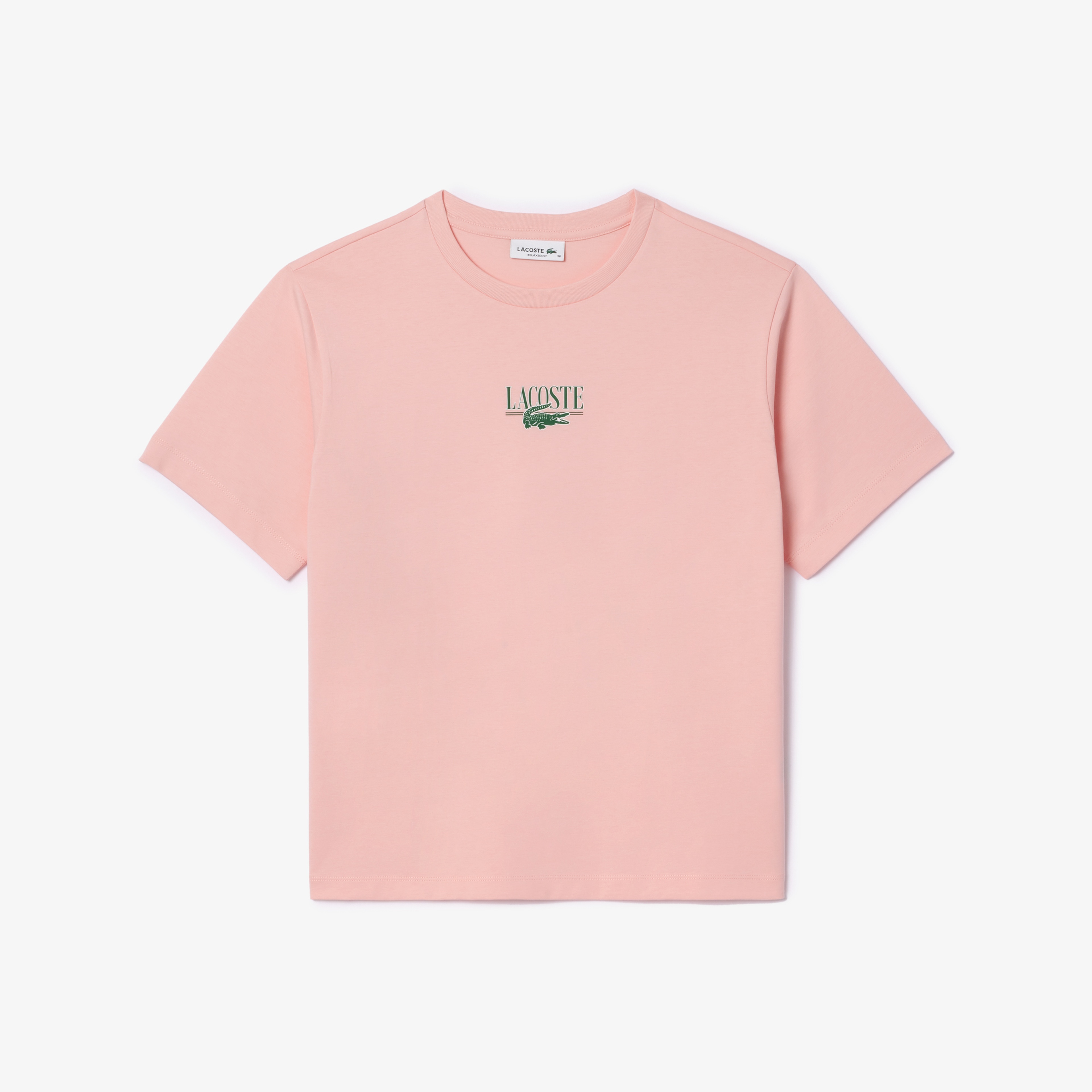 Kadın Relaxed Fit Bisiklet Yaka Baskılı Pembe T-Shirt