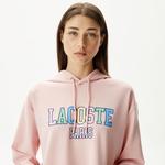 Kadın Relaxed Fit Kapüşonlu Baskılı Pembe Sweatshirt