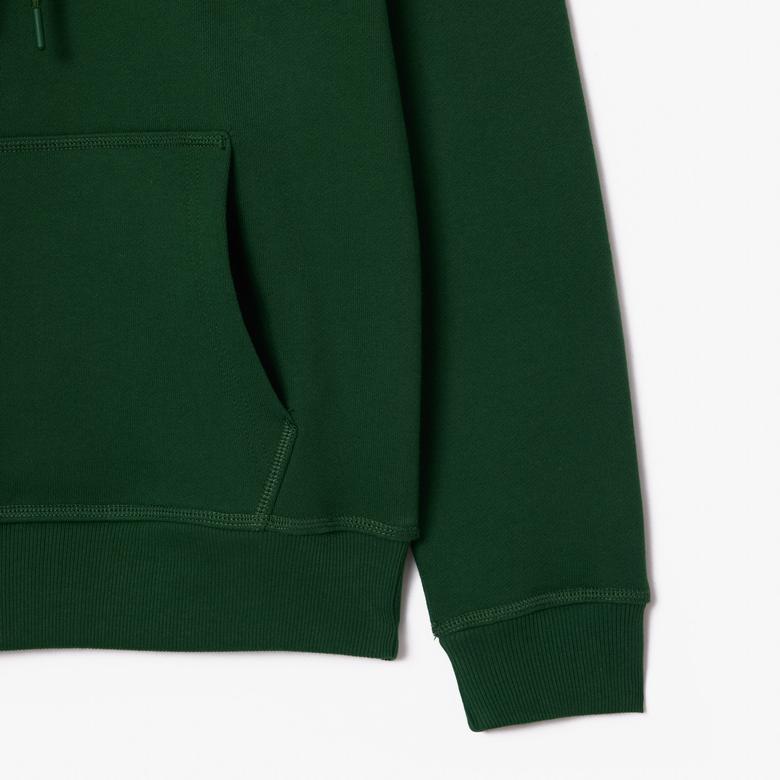 Unisex Relaxed Fit Kapüşonlu Baskılı Yeşil Sweatshirt