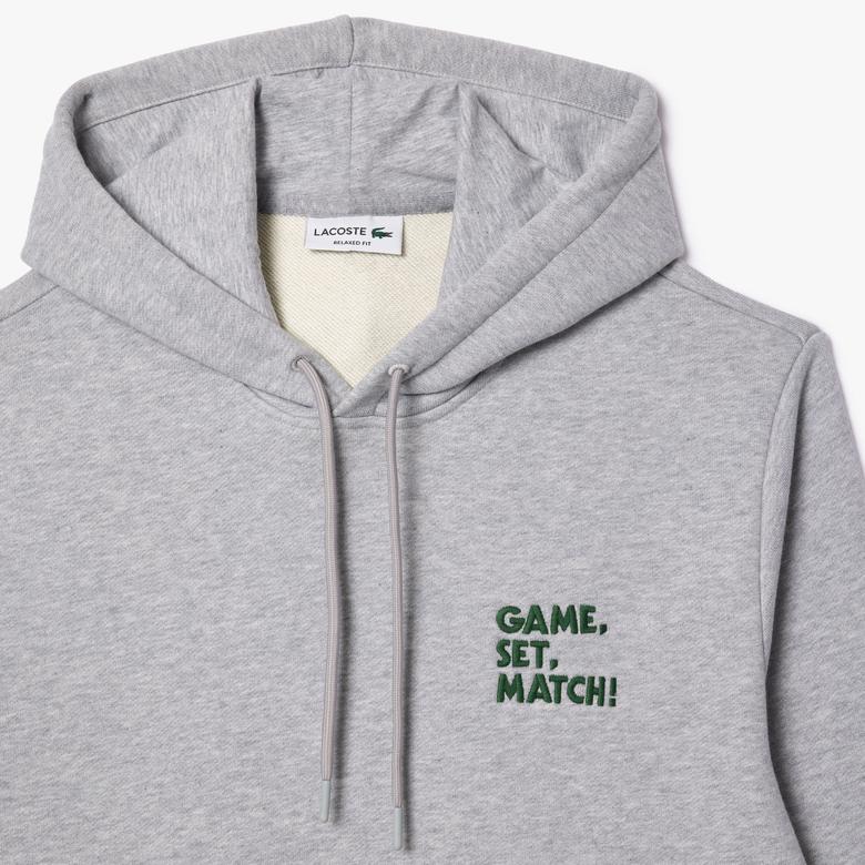 Unisex Relaxed Fit Kapüşonlu Gri Sweatshirt