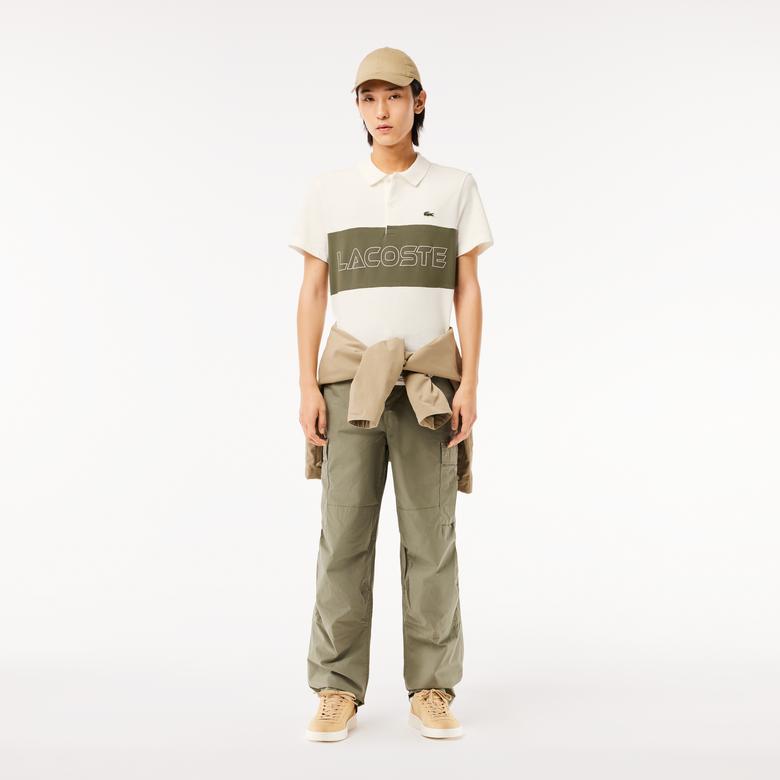 Erkek Regular Fit Renk Bloklu Krem Polo