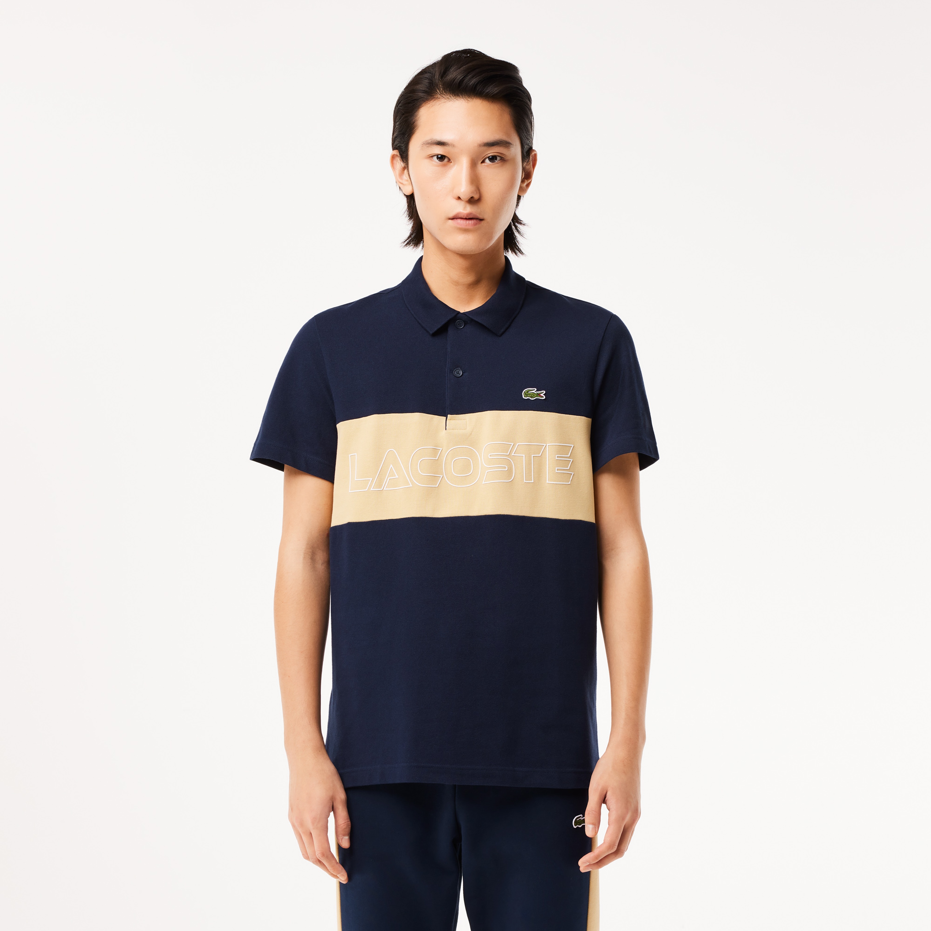 Erkek Regular Fit Renk bloklu Lacivert Polo