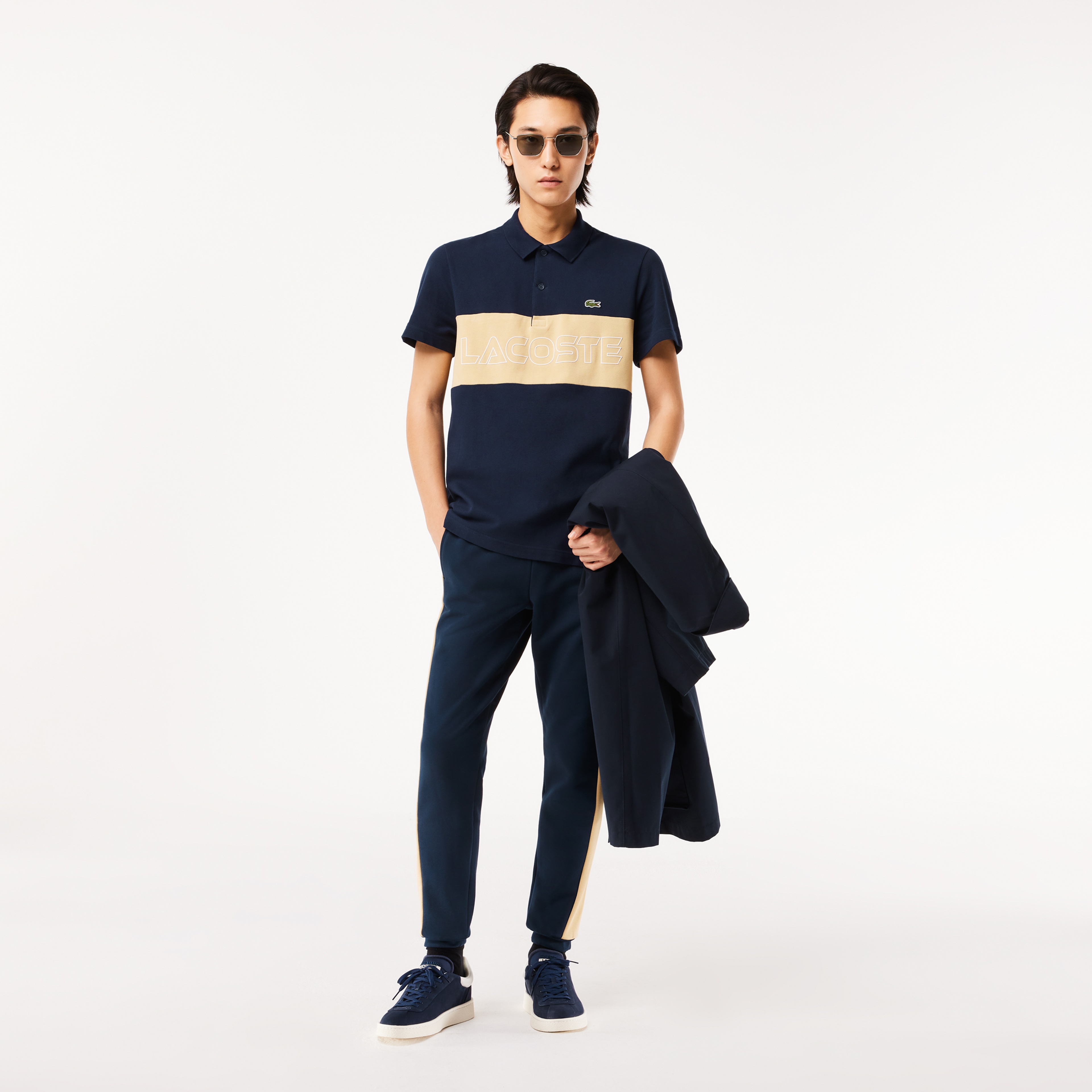 Erkek Regular Fit Renk bloklu Lacivert Polo