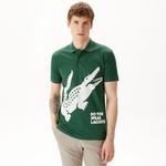 Erkek Regular Fit Baskılı Yeşil Polo