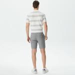 Erkek Slim Fit Desenli Gri Bermuda