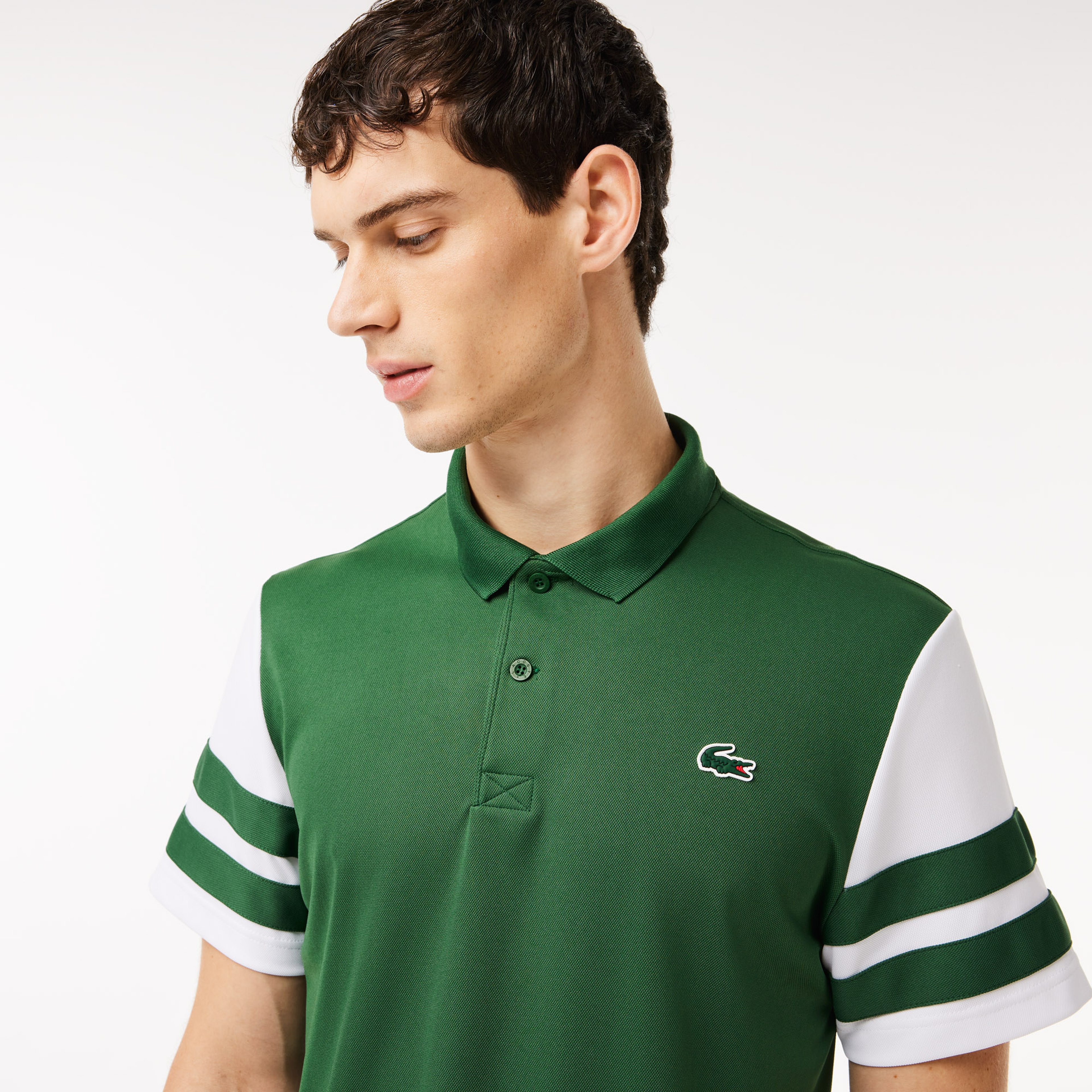 Erkek Regular Fit Renk Bloklu Yeşil Tenis Polo