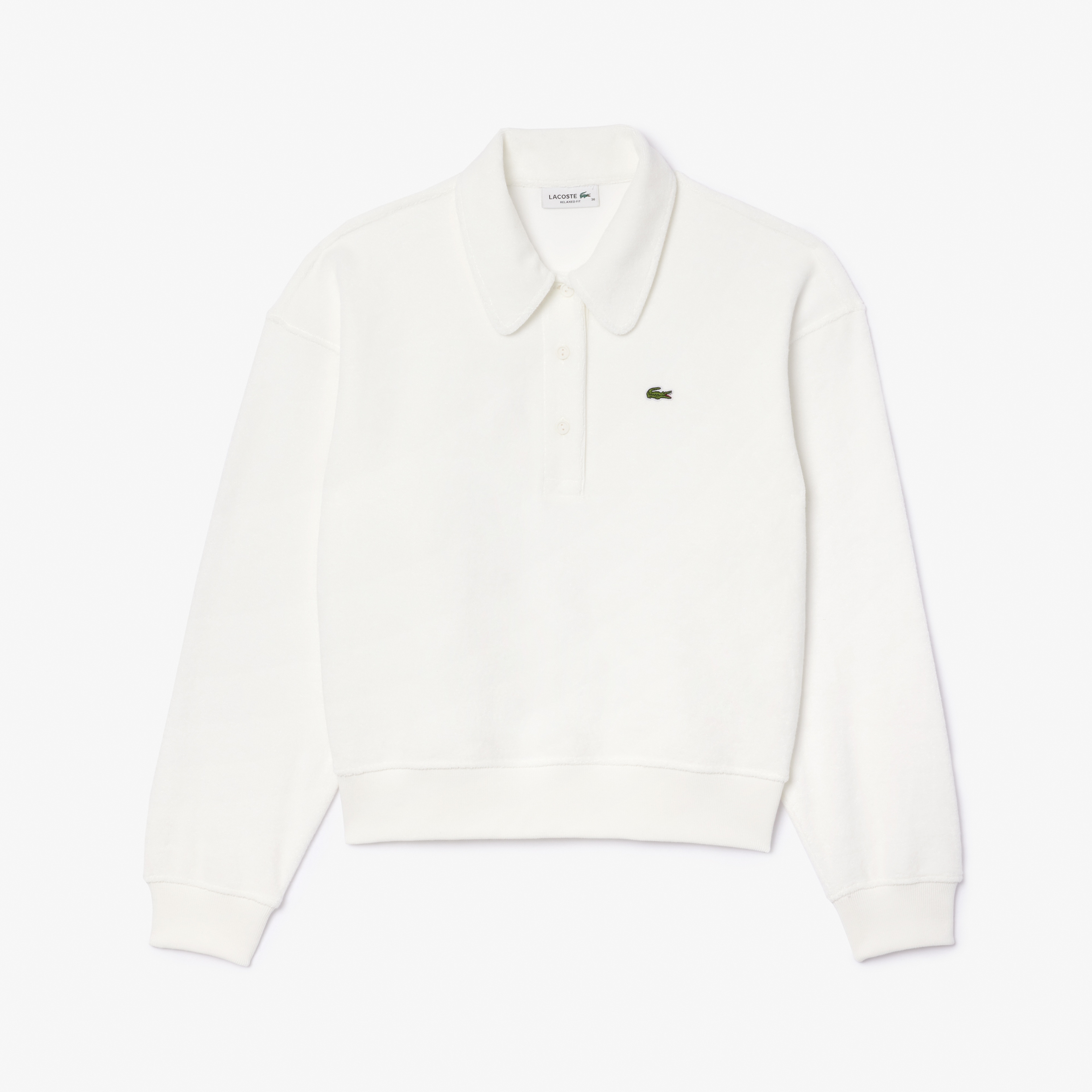 Kadın Polo Yaka Beyaz Sweatshirt