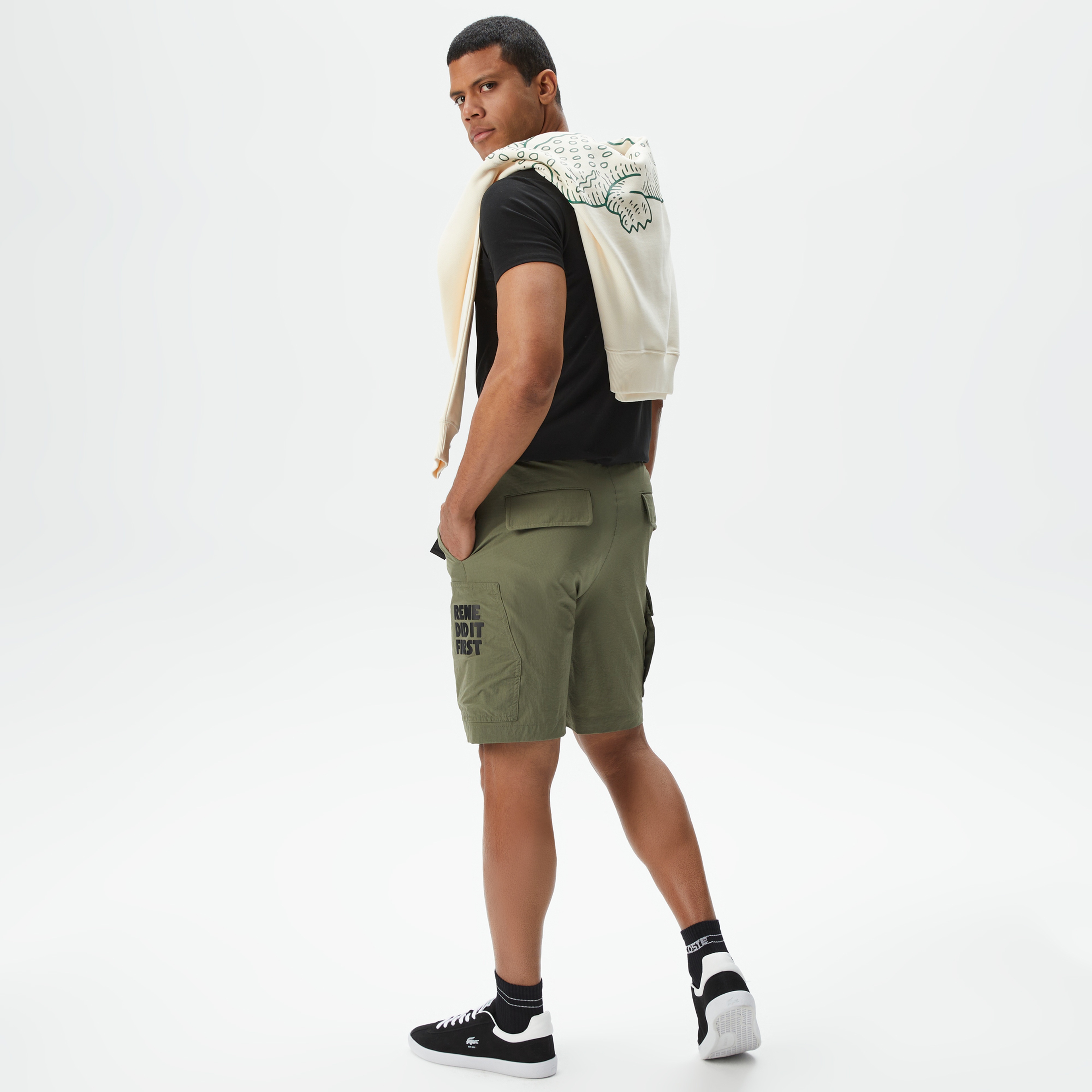 Erkek Relaxed Fit Haki Bermuda