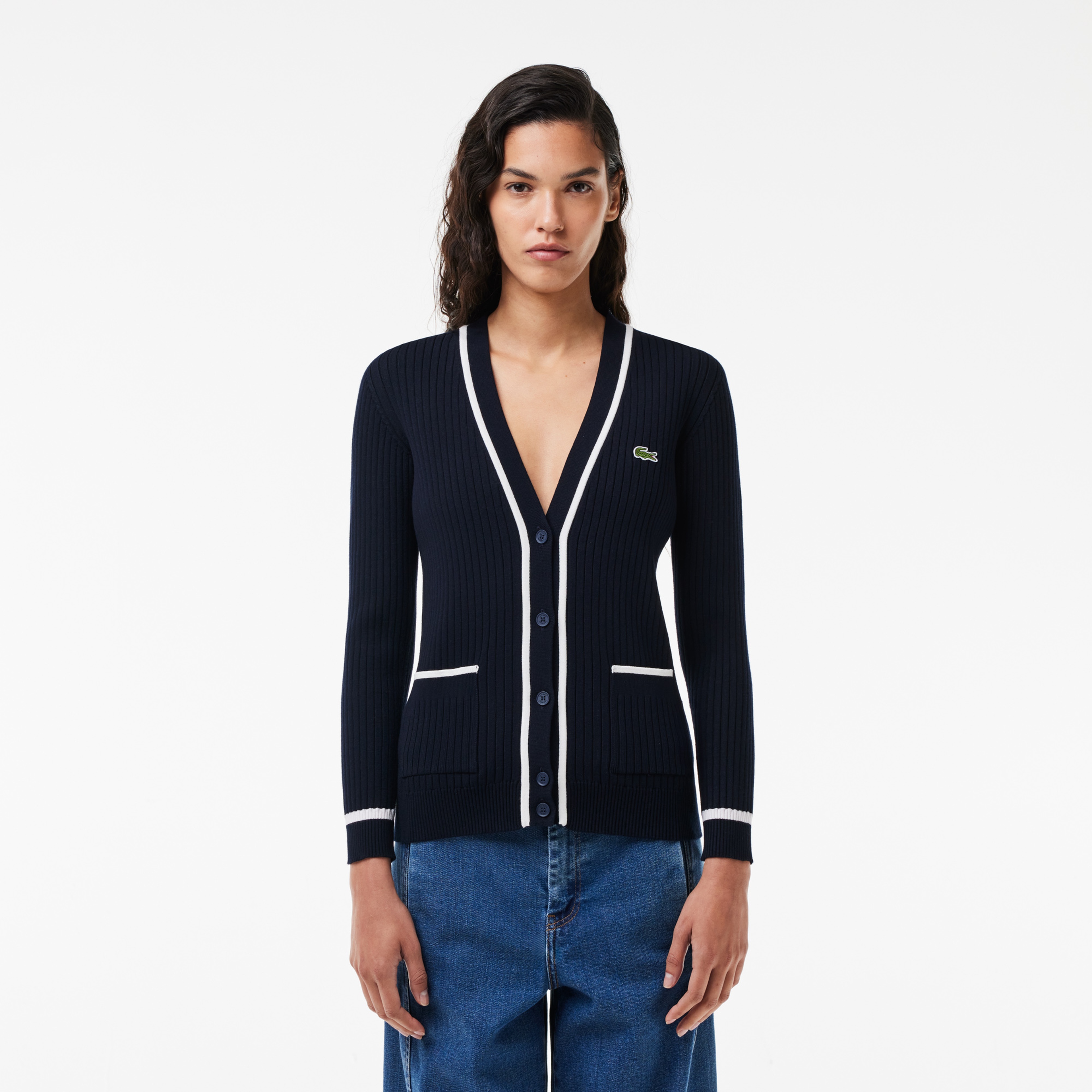 Kadın V Yaka Lacivert Hırka