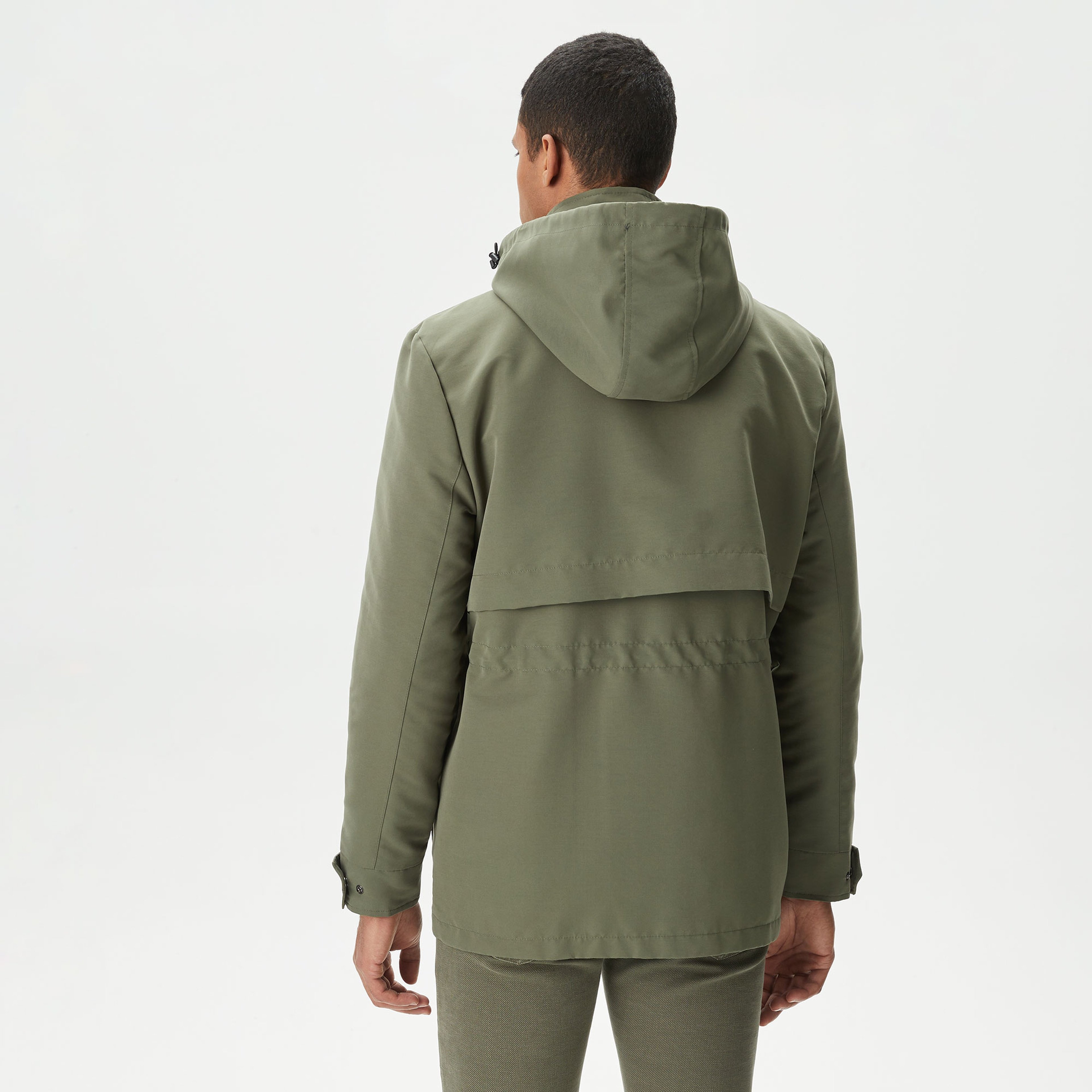 Erkek Kapüşonlu Haki Mont