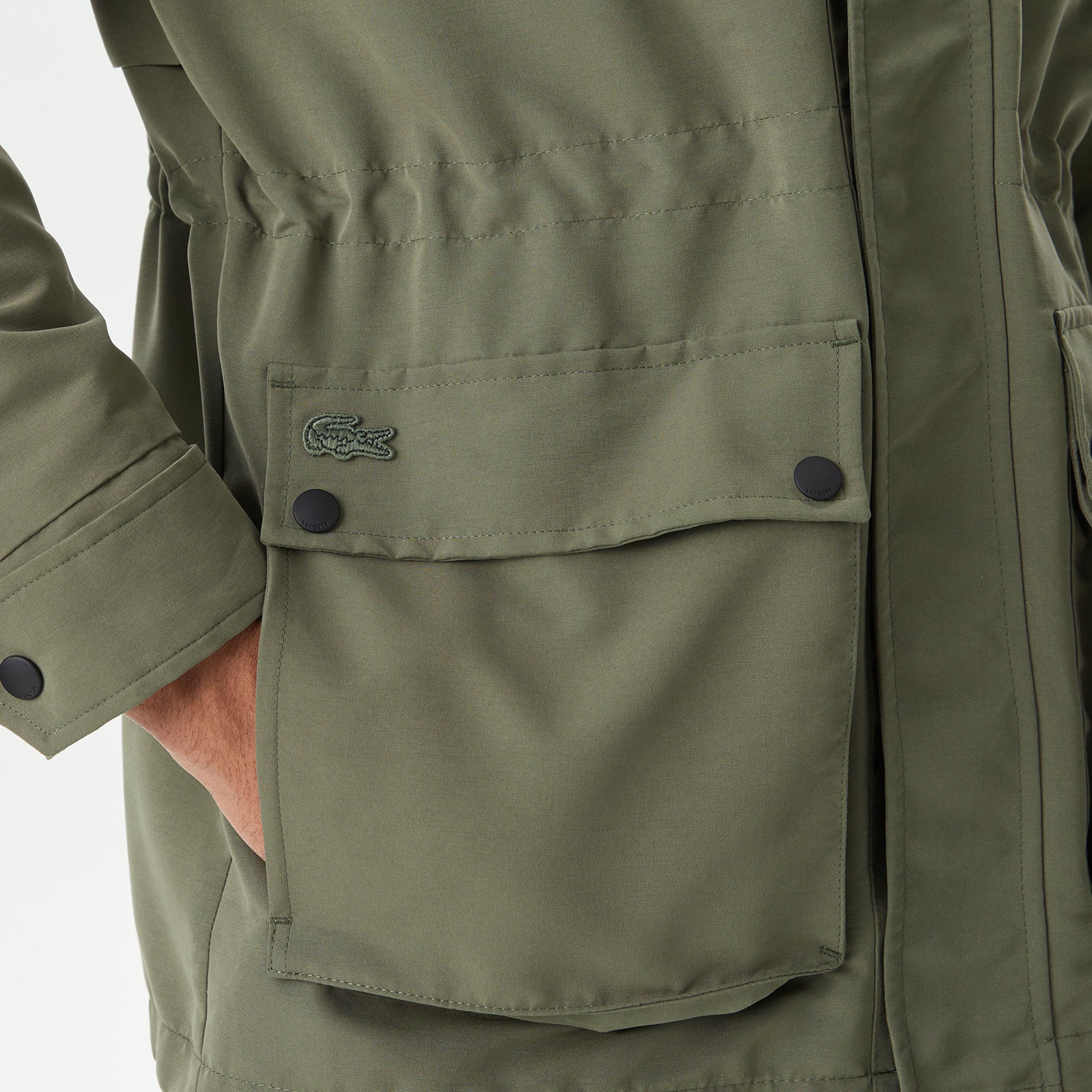 Erkek Kapüşonlu Haki Mont