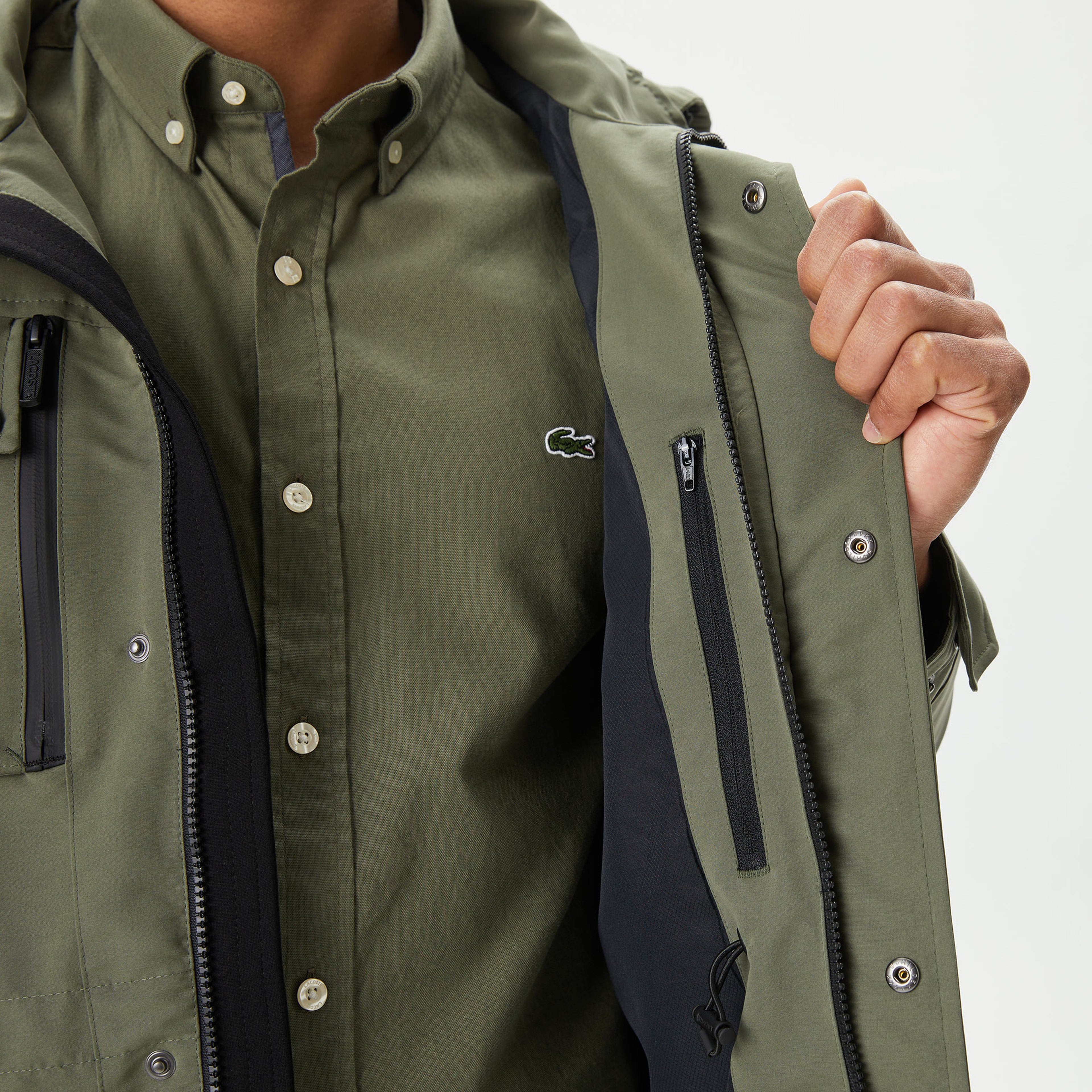 Erkek Kapüşonlu Haki Mont