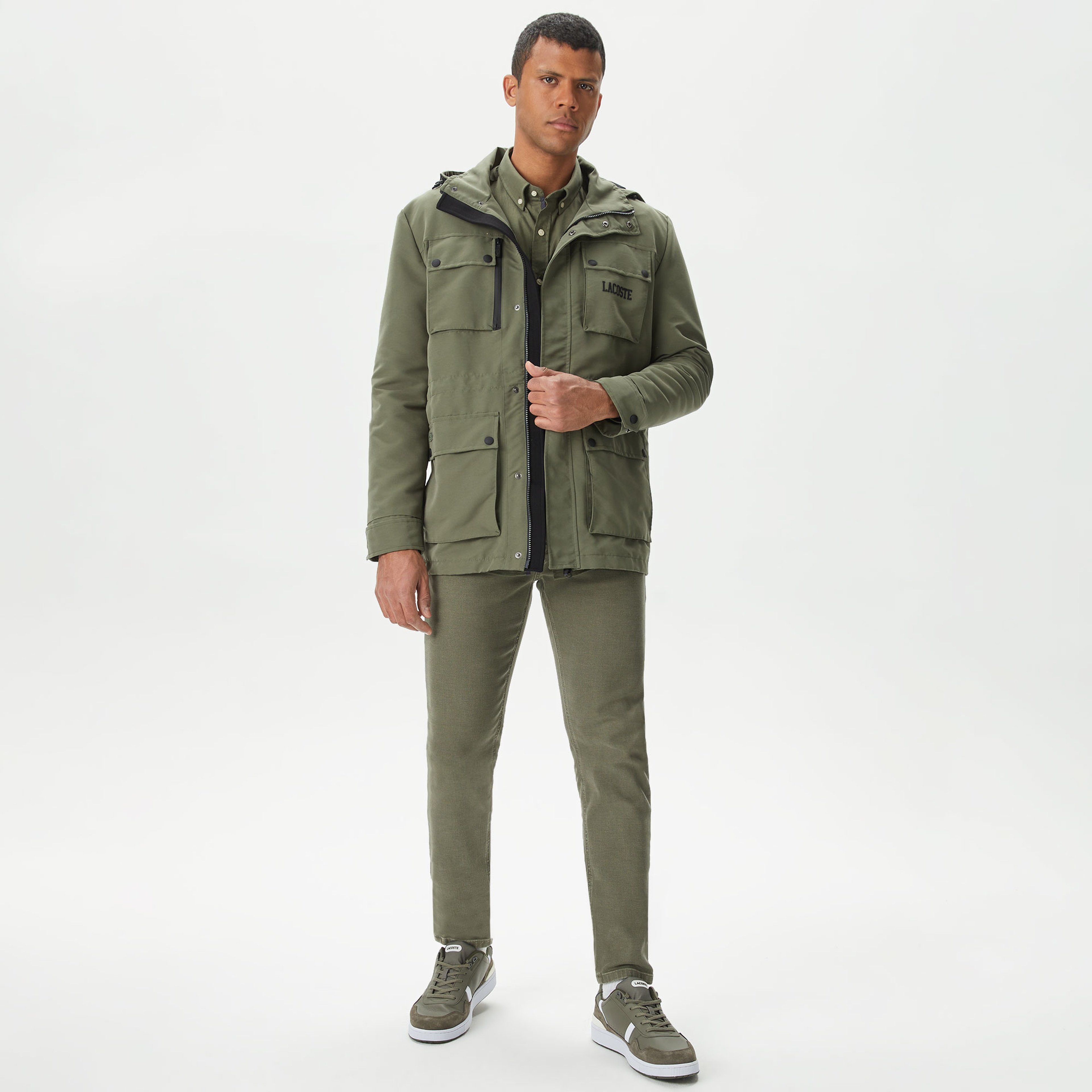 Erkek Kapüşonlu Haki Mont