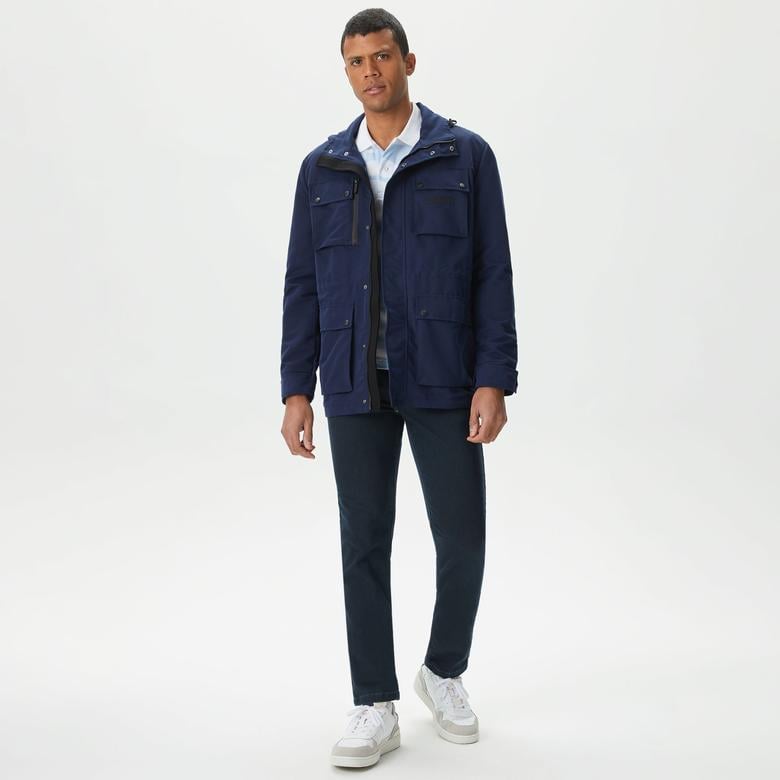 Erkek Kapüşonlu Lacivert Mont