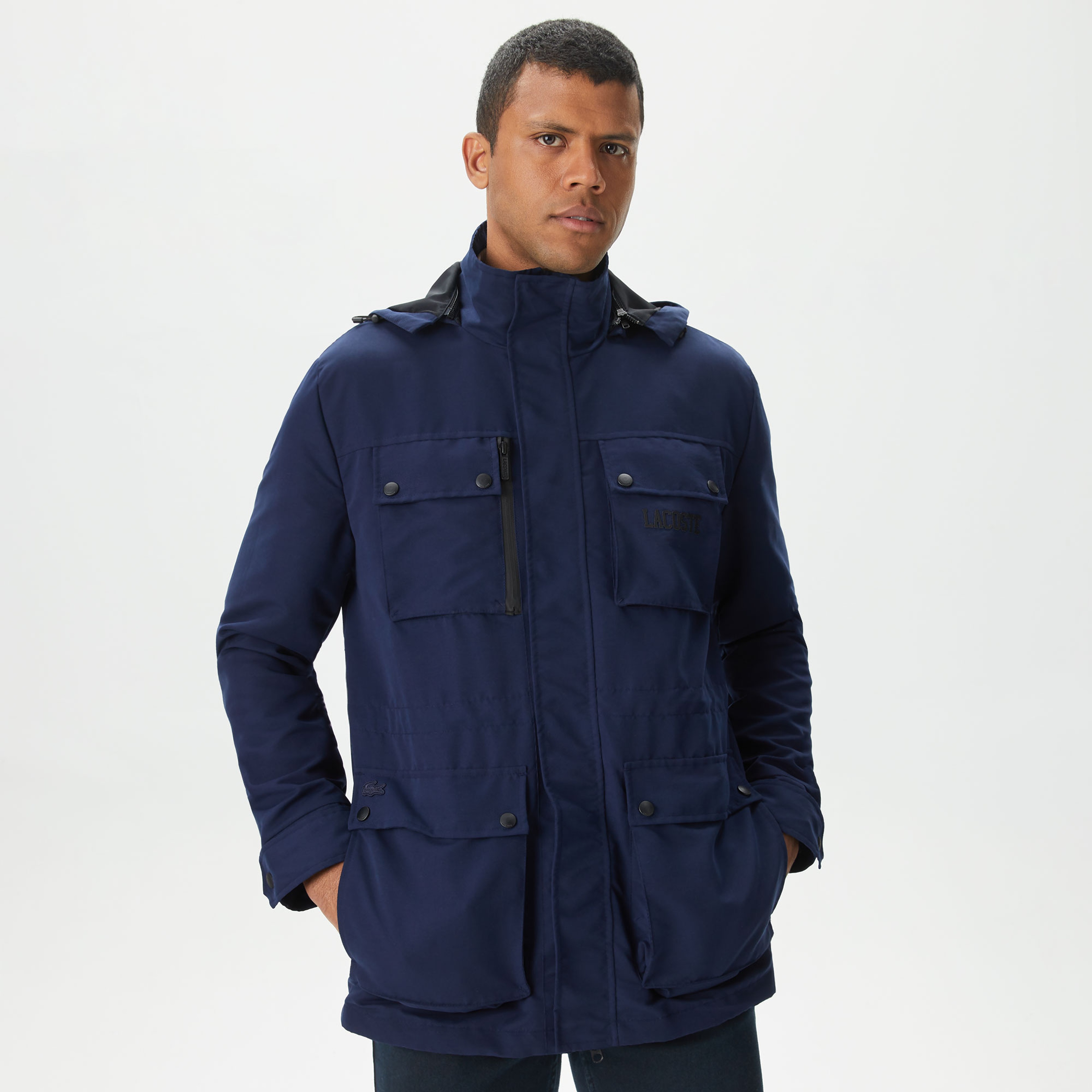 Erkek Kapüşonlu Lacivert Mont