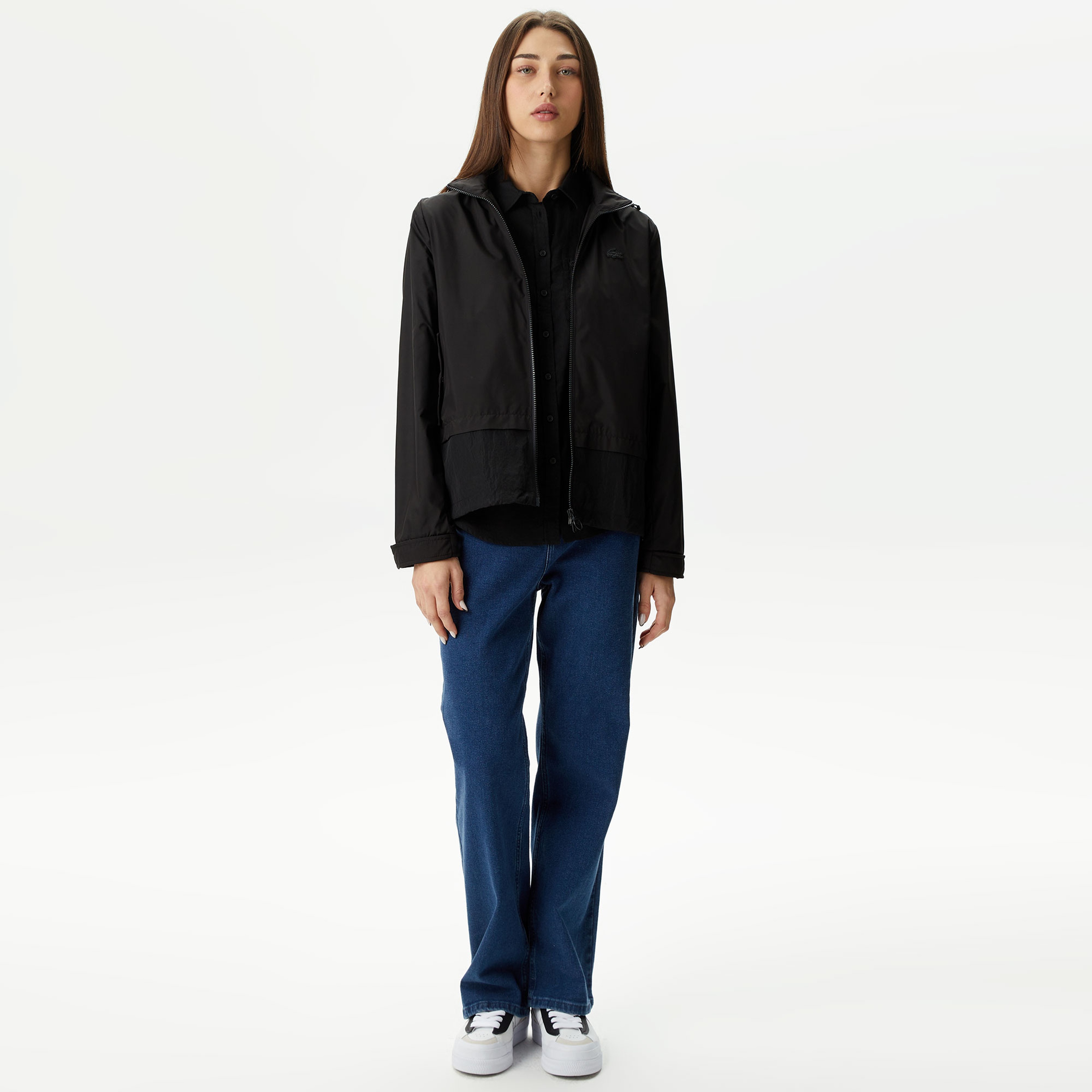 Kadın Kapüşonlu Siyah Mont