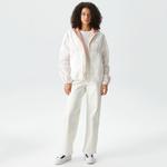 Kadın Kapüşonlu Renk Bloklu Beyaz Mont