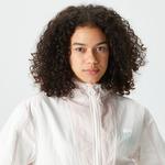 Kadın Kapüşonlu Renk Bloklu Beyaz Mont