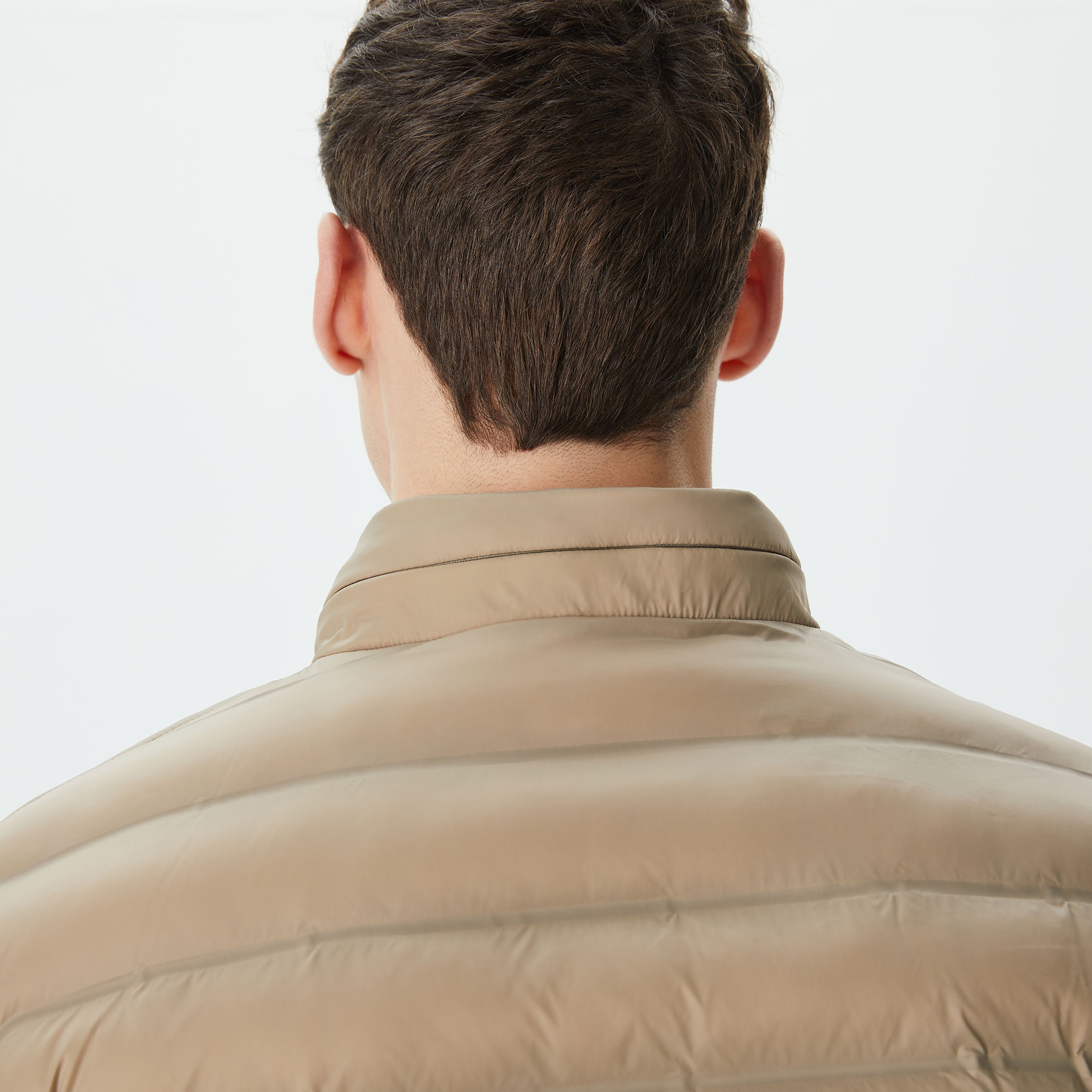 Erkek Kapüşonlu Kapitone Bej Mont