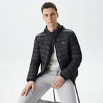 Erkek Kapüşonlu Siyah Mont