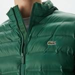 Erkek Kapüşonlu Yeşil Mont