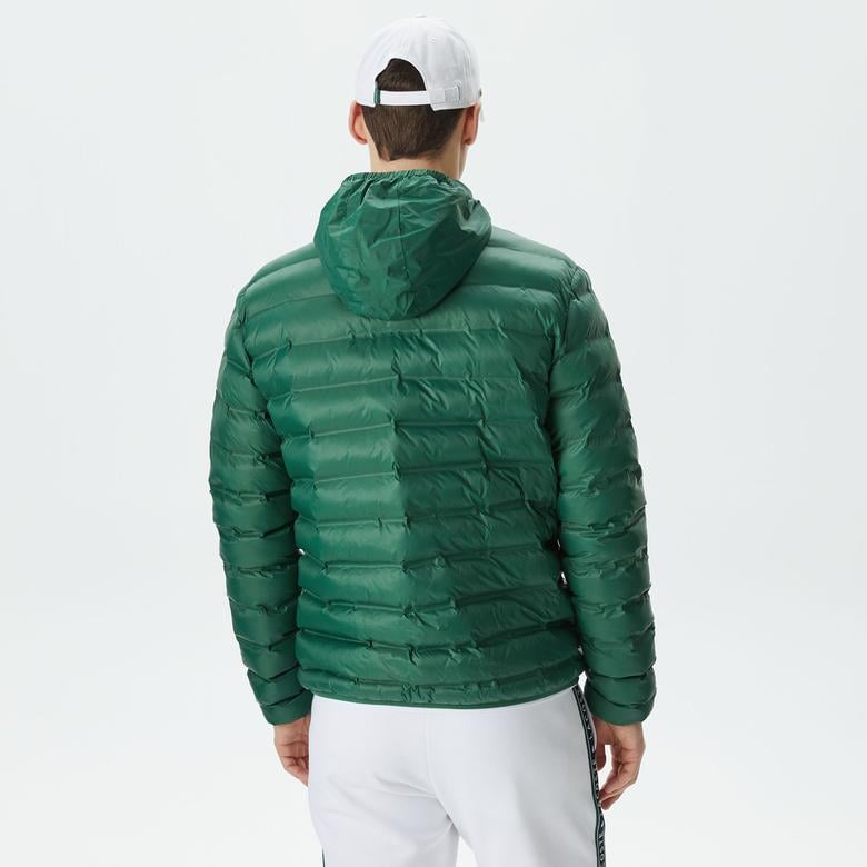 Erkek Kapüşonlu Yeşil Mont