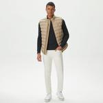 Erkek Slim Fit Kapüşonlu Bej Yelek