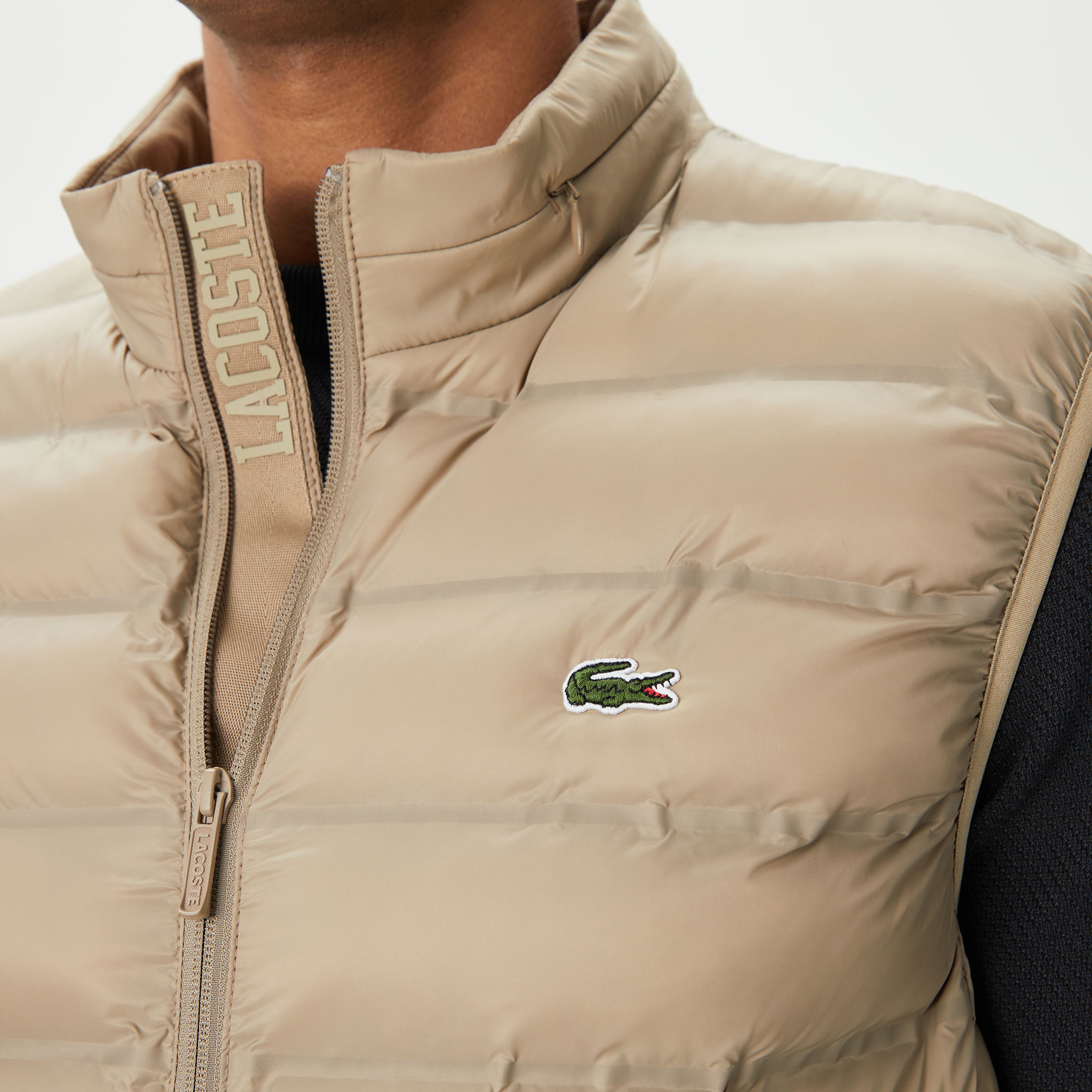 Erkek Slim Fit Kapüşonlu Bej Yelek