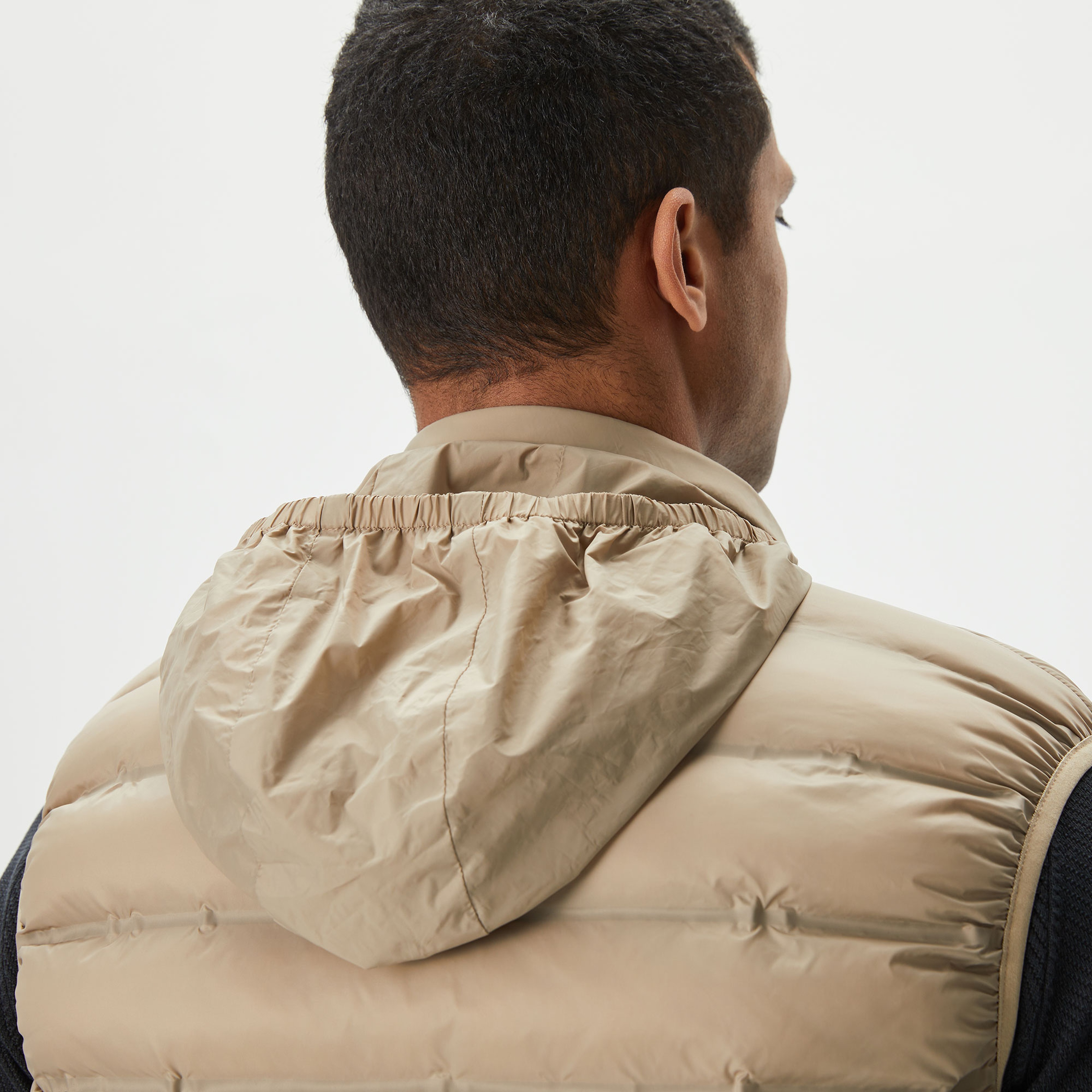 Erkek Slim Fit Kapüşonlu Bej Yelek