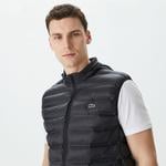 Erkek Slim Fit Kapüşonlu Siyah Yelek