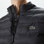 Erkek Slim Fit Kapüşonlu Siyah Yelek