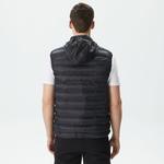 Erkek Slim Fit Kapüşonlu Siyah Yelek