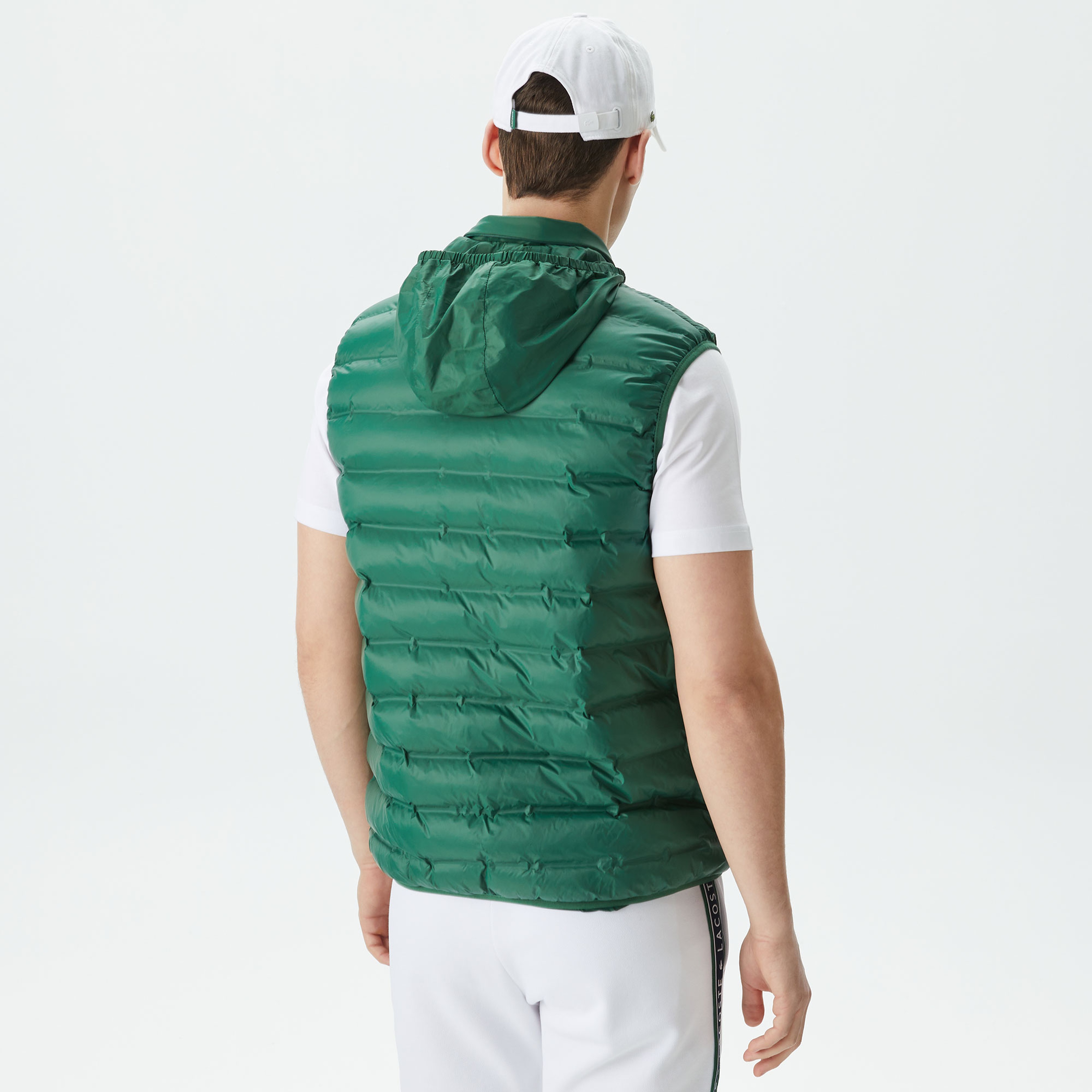 Erkek Slim Fit Kapüşonlu Yeşil Yelek