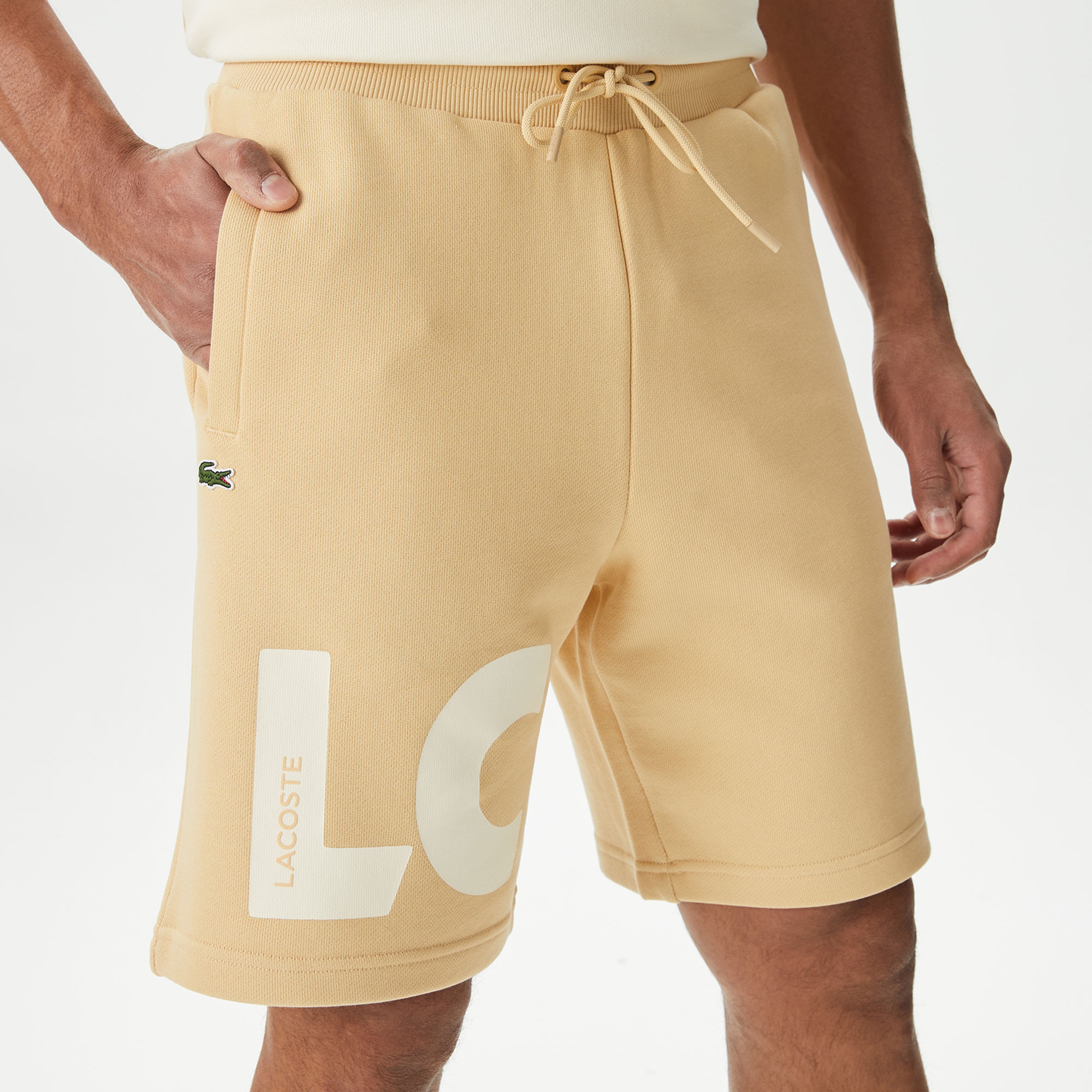 Erkek Relaxed Fit Baskılı Bej Şort