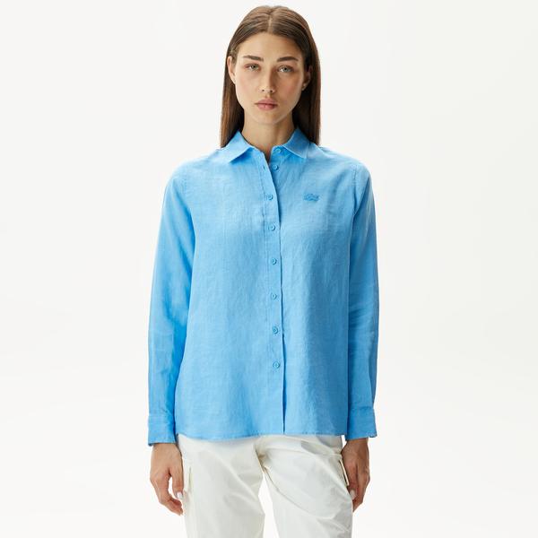 Kadın Relaxed Fit Mavi Gömlek