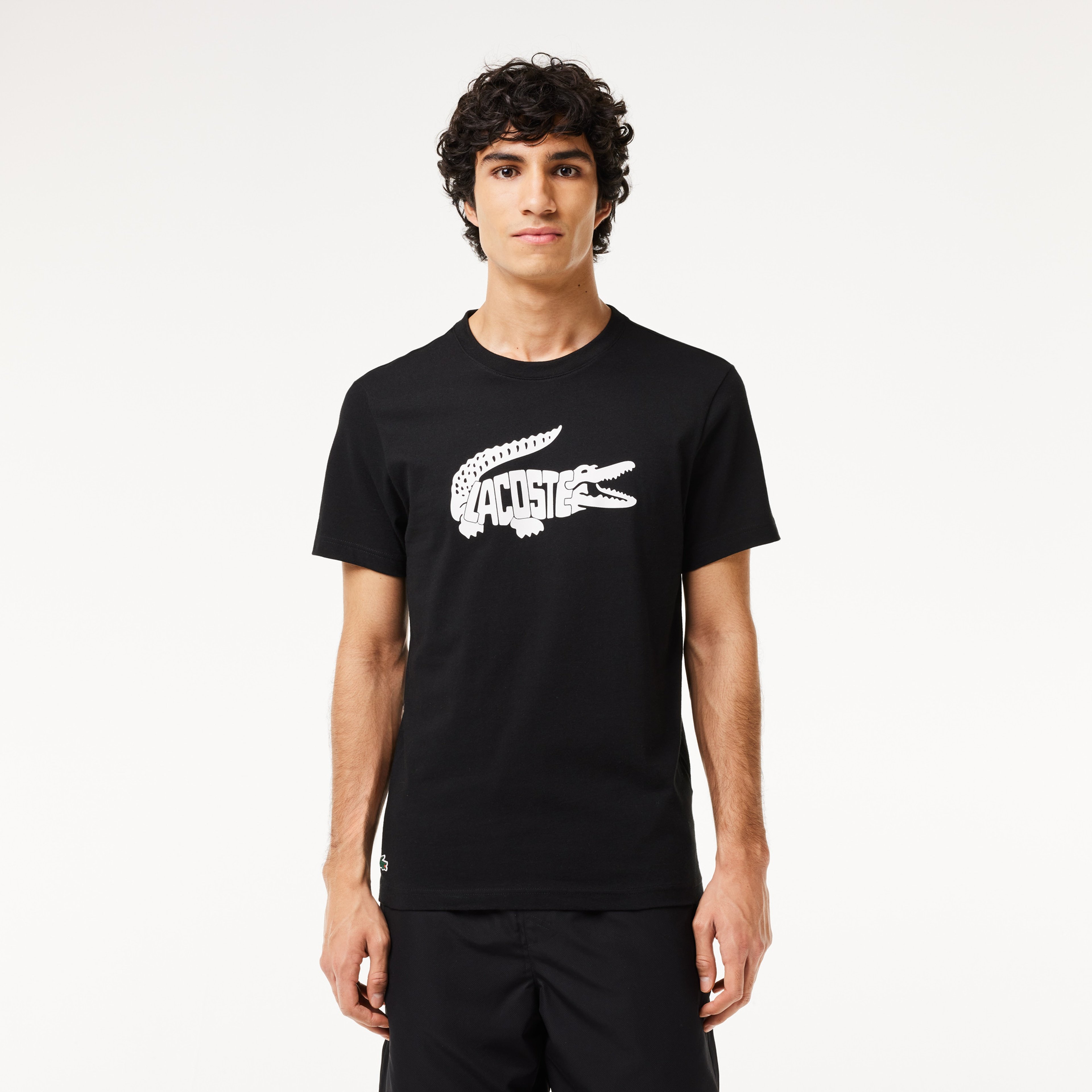 SPORT Erkek Regular Fit Bisiklet Yaka Baskılı Siyah T-Shirt