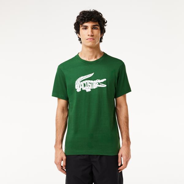 SPORT Erkek Regular Fit Bisiklet Yaka Baskılı Yeşil T-Shirt