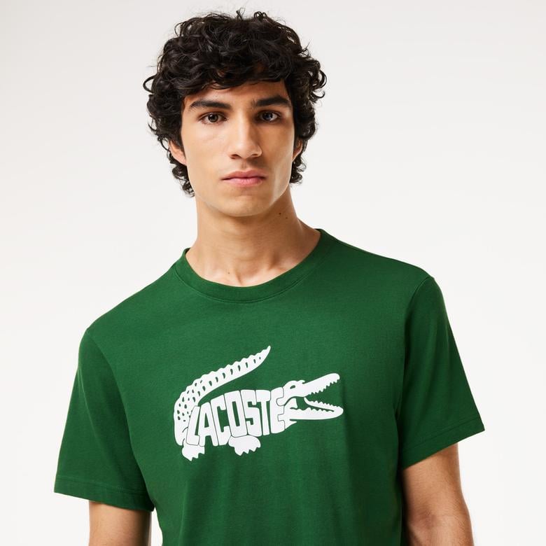 SPORT Erkek Regular Fit Bisiklet Yaka Baskılı Yeşil T-Shirt