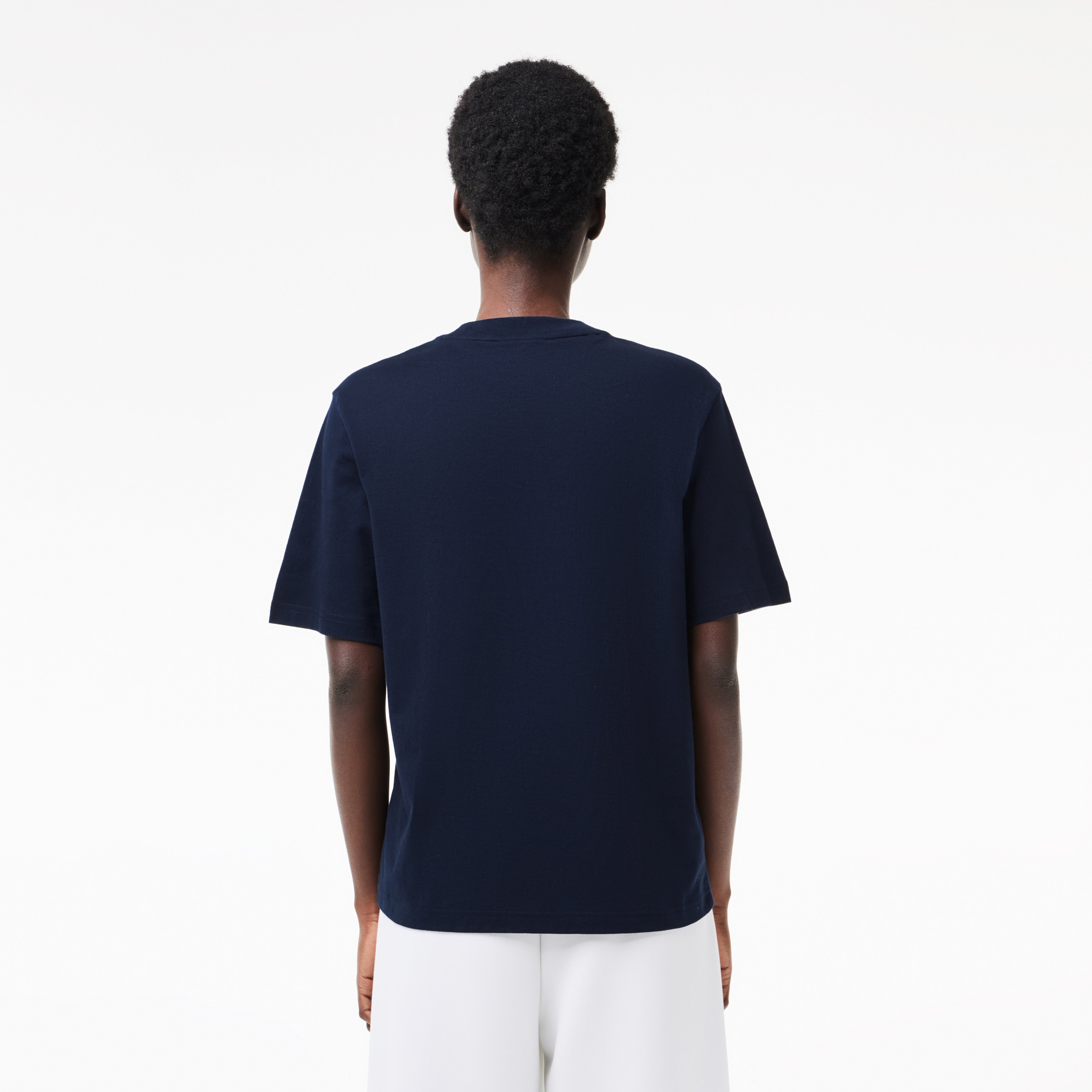 Lacoste Kadın Relaxed Fit Bisiklet Yaka Lacivert T-Shirt