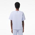 Kadın Relaxed Fit Bisiklet Yaka Baskılı Mavi T-Shirt