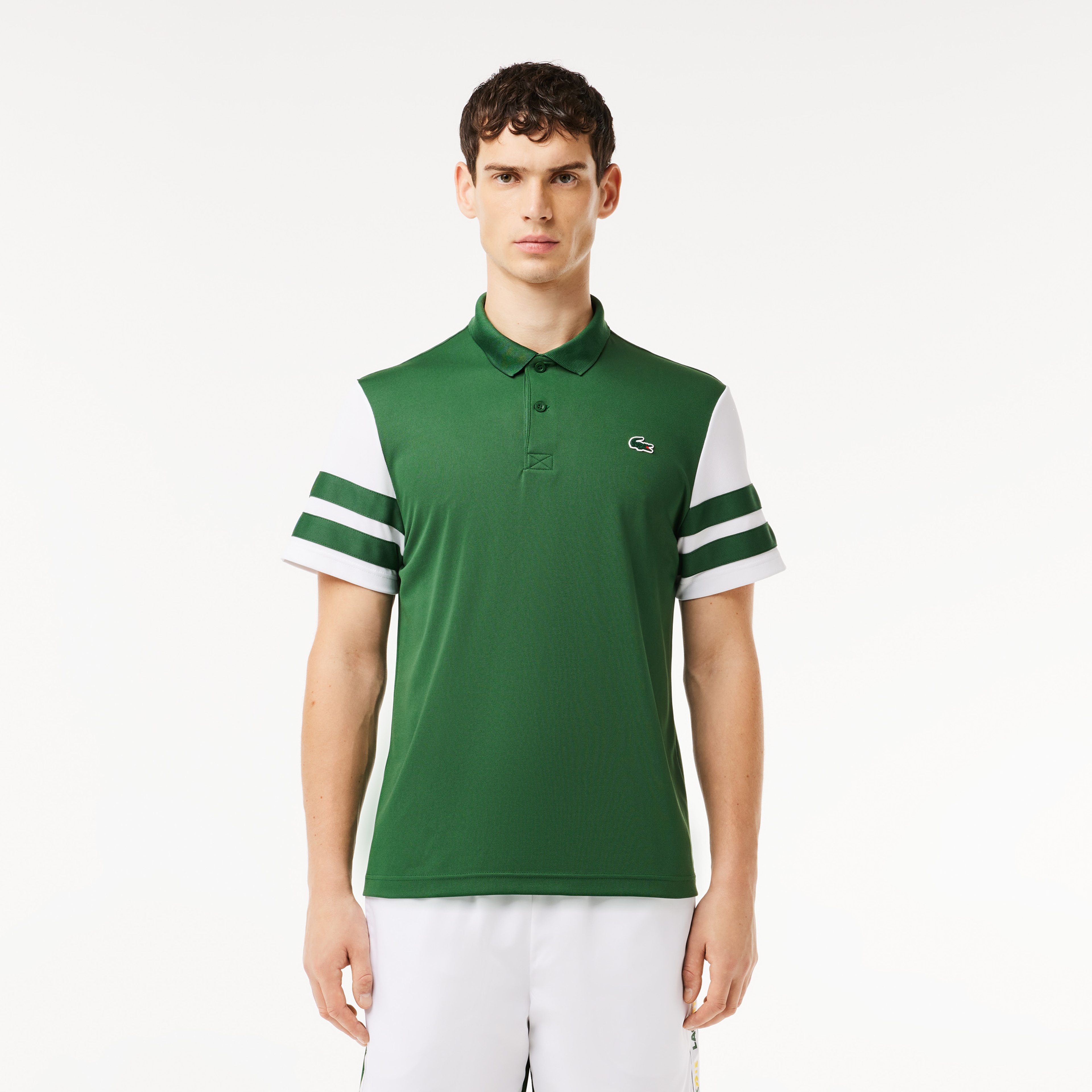 Erkek Regular Fit Renk Bloklu Yeşil Tenis Polo