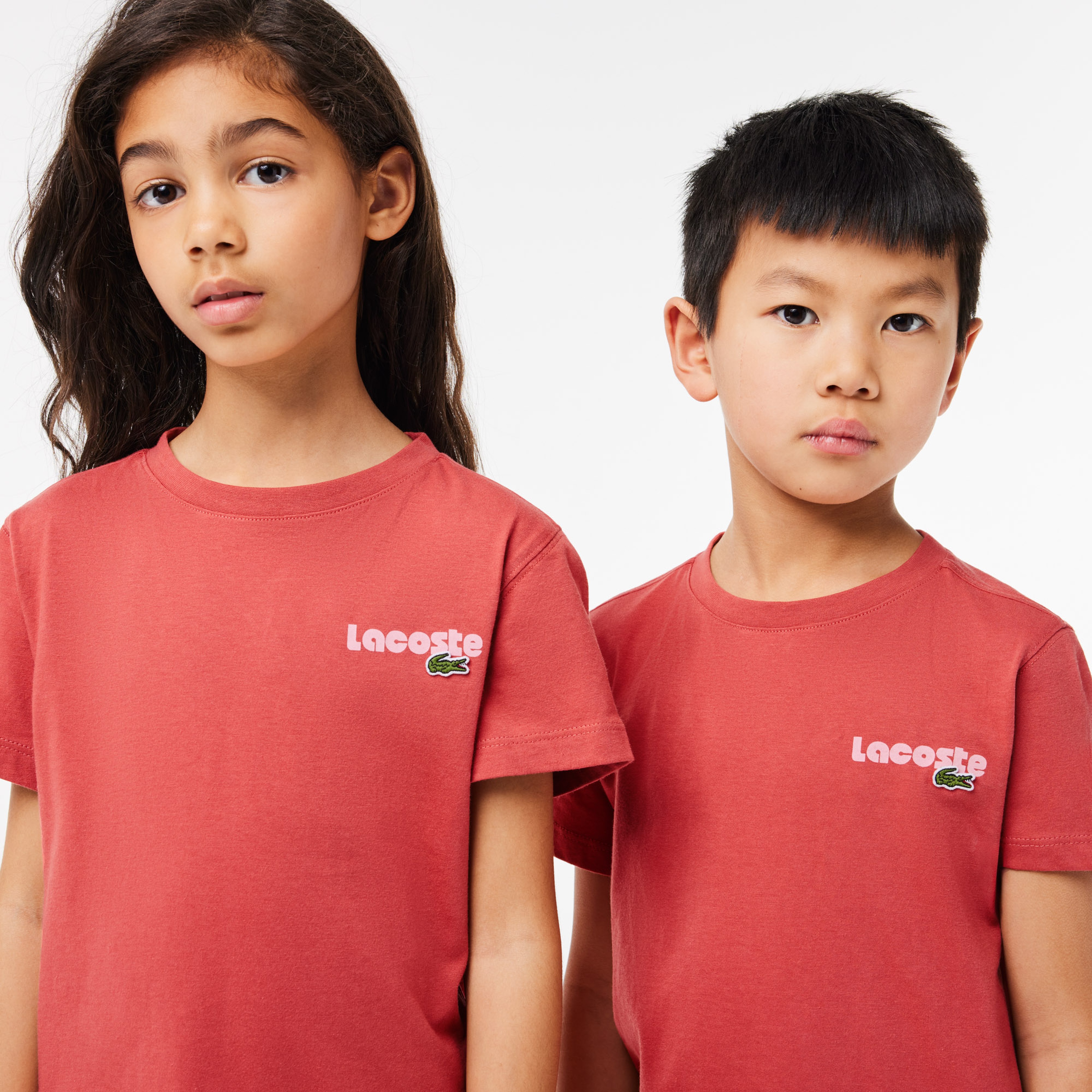 Çocuk Bisiklet Yaka Baskılı Organik Pamuk Pembe T-shirt