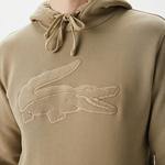 Erkek Relaxed Fit Kapüşonlu Baskılı Bej Sweatshirt