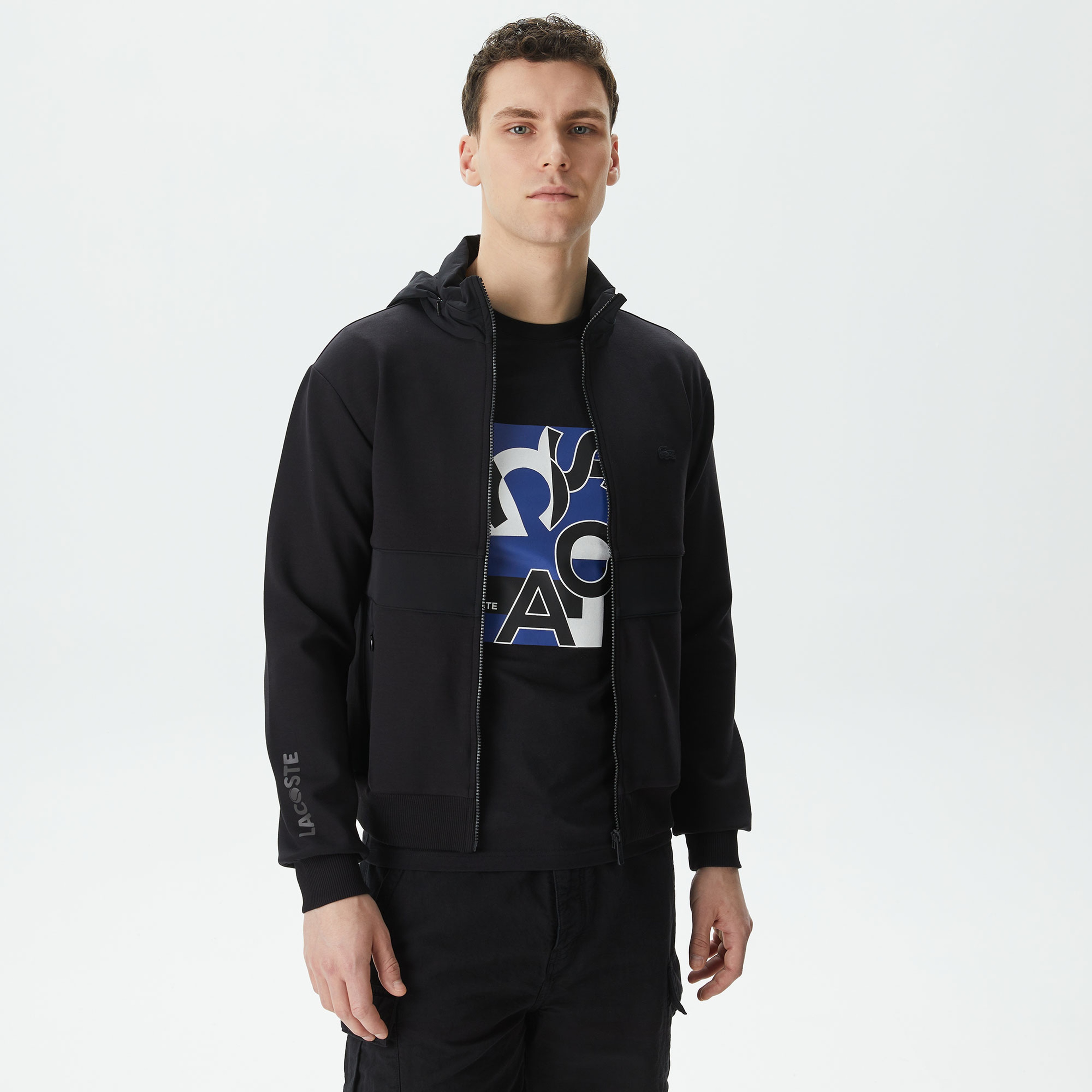 Erkek Regular Fit Kapüşonlu Siyah Sweatshirt
