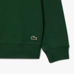 Erkek Classic Fit Bisiklet Yaka Baskılı Yeşil Sweatshirt