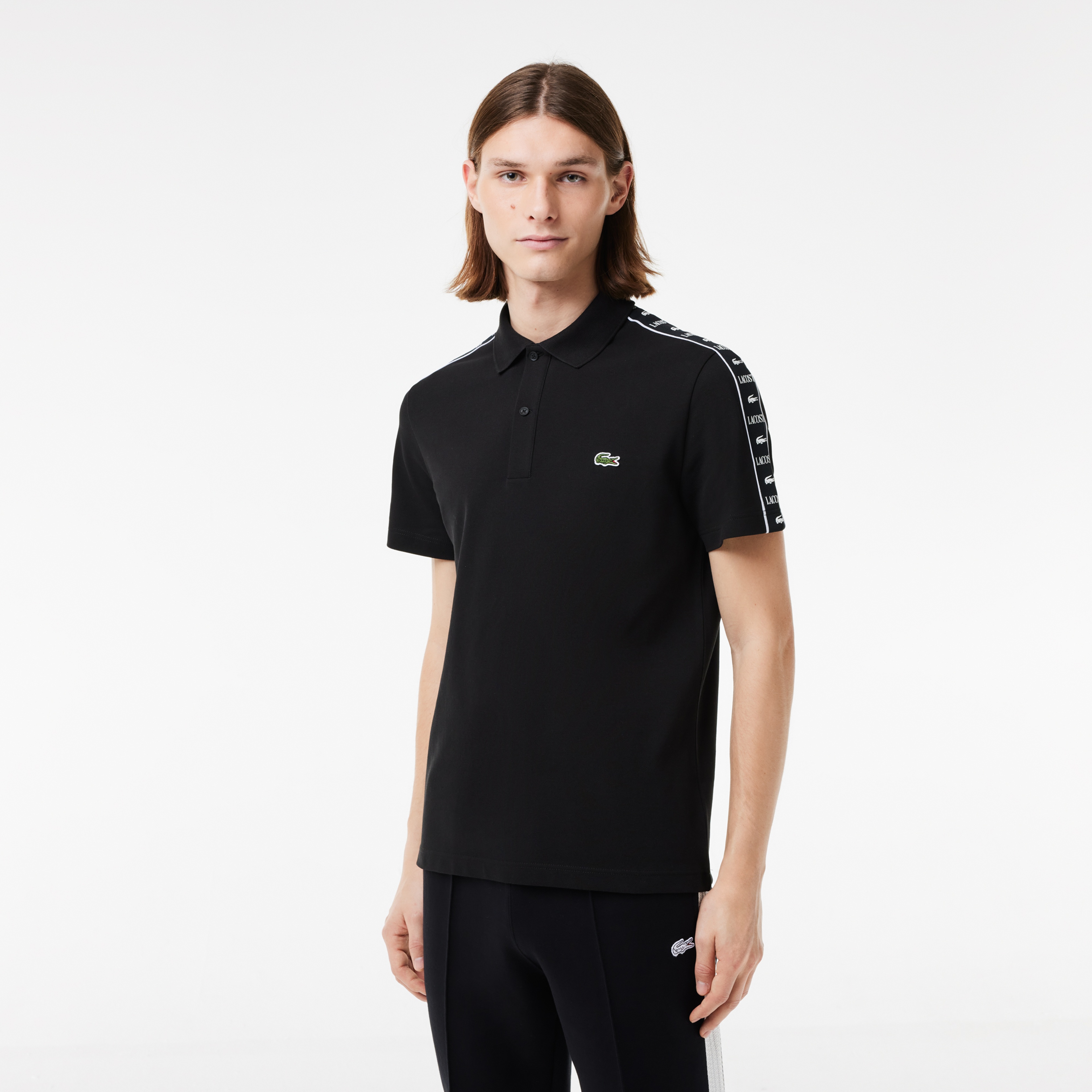 Erkek Regular Fit Baskılı Siyah Polo