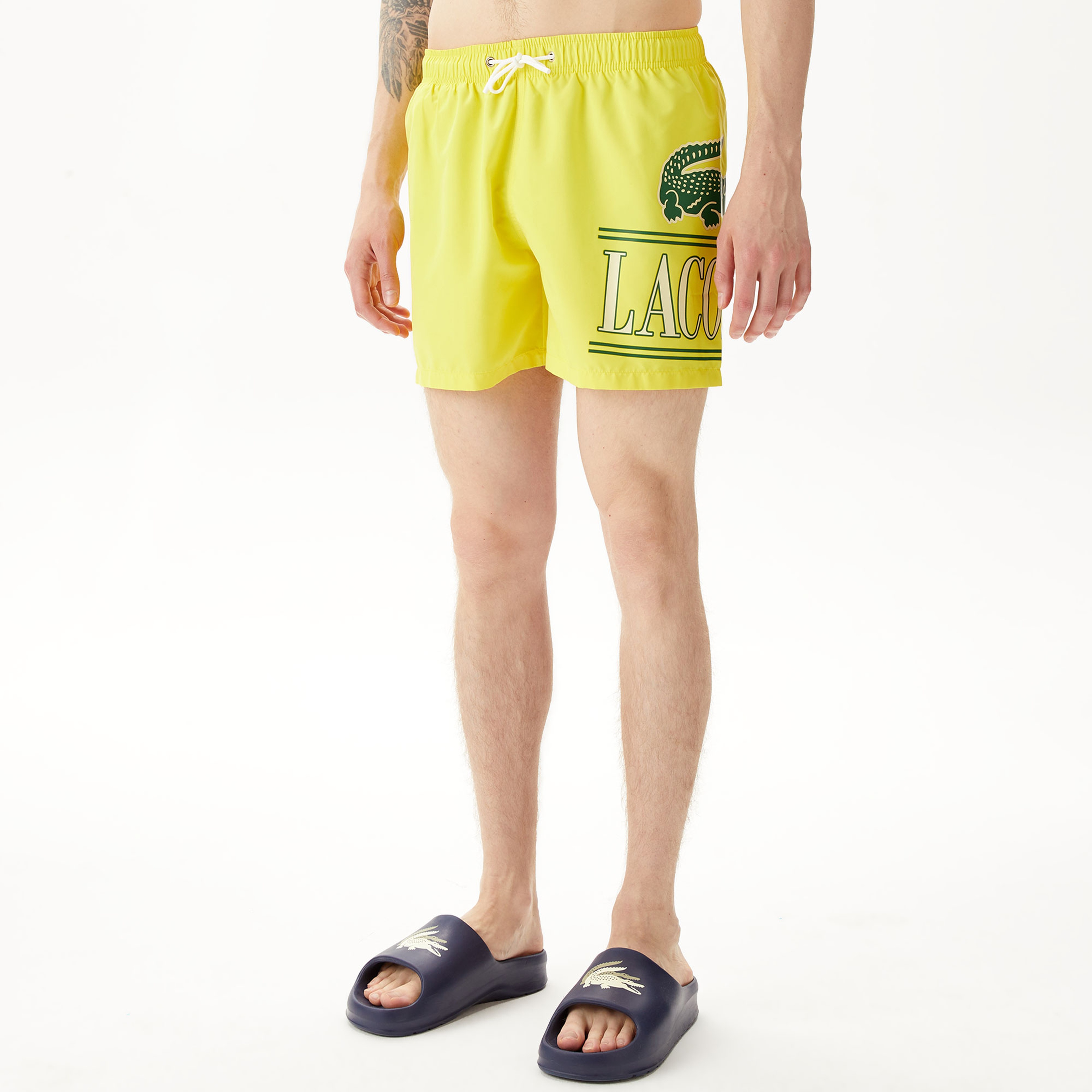 Erkek Baskılı Sarı Mayo Şort