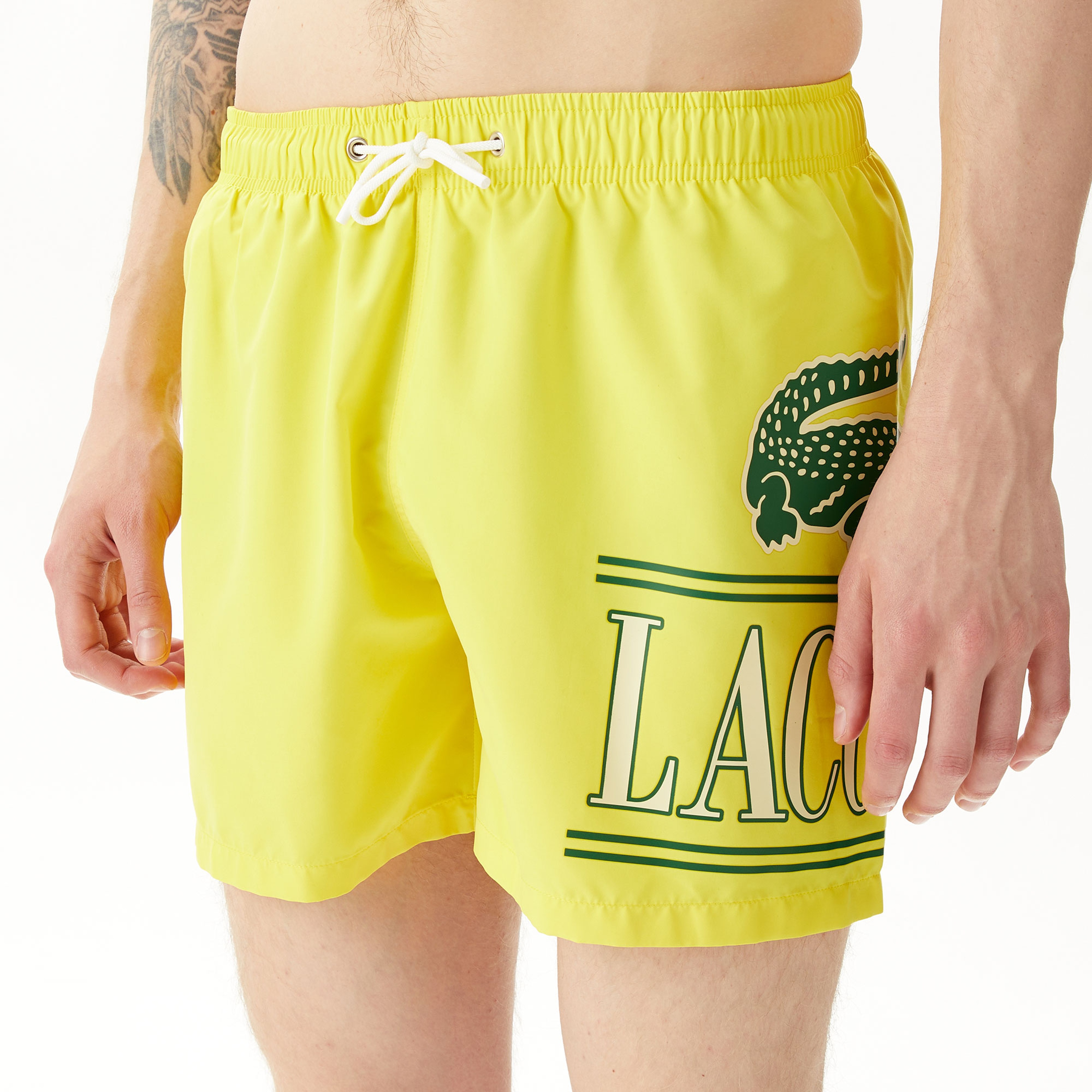 Erkek Baskılı Sarı Mayo Şort