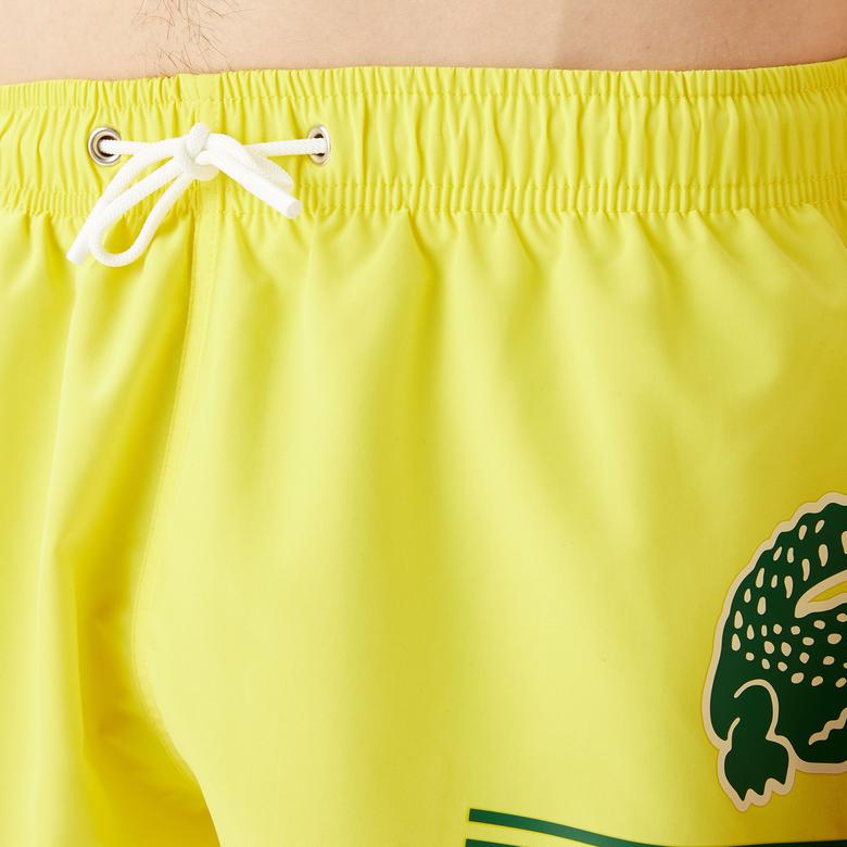 Erkek Baskılı Sarı Mayo Şort