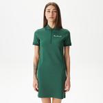 Kadın Straight Fit Yarım Fermuarlı Yeşil Elbise